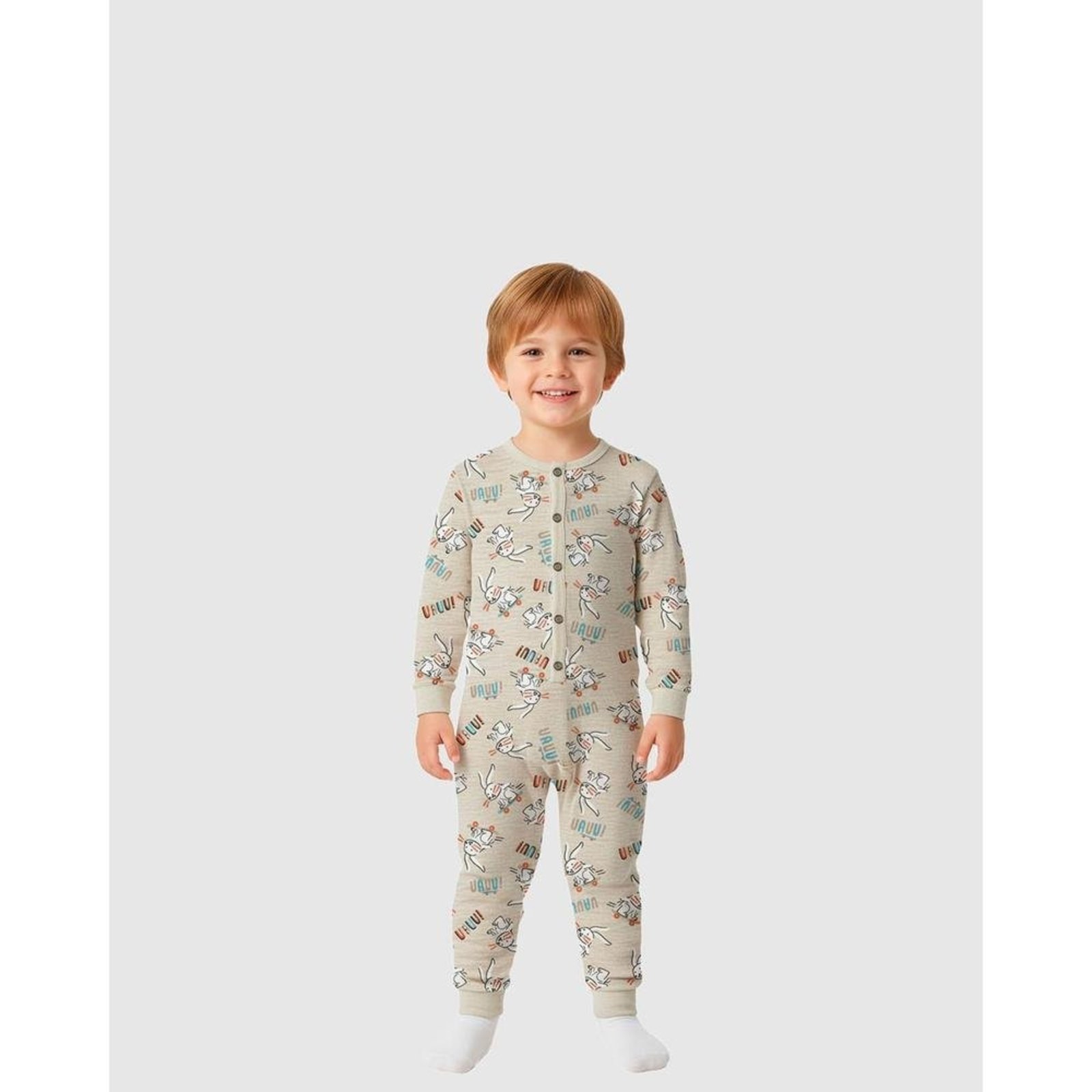 Pijama Macacão Menino Estampa Coelhos Em Algodão Malwee