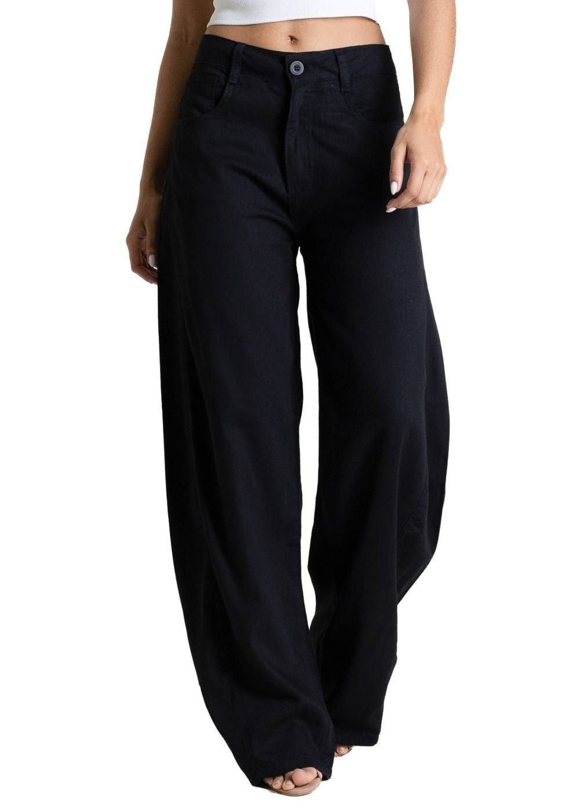 Calça Linho Sawary Balloon - 283455 - Preto - Sawary