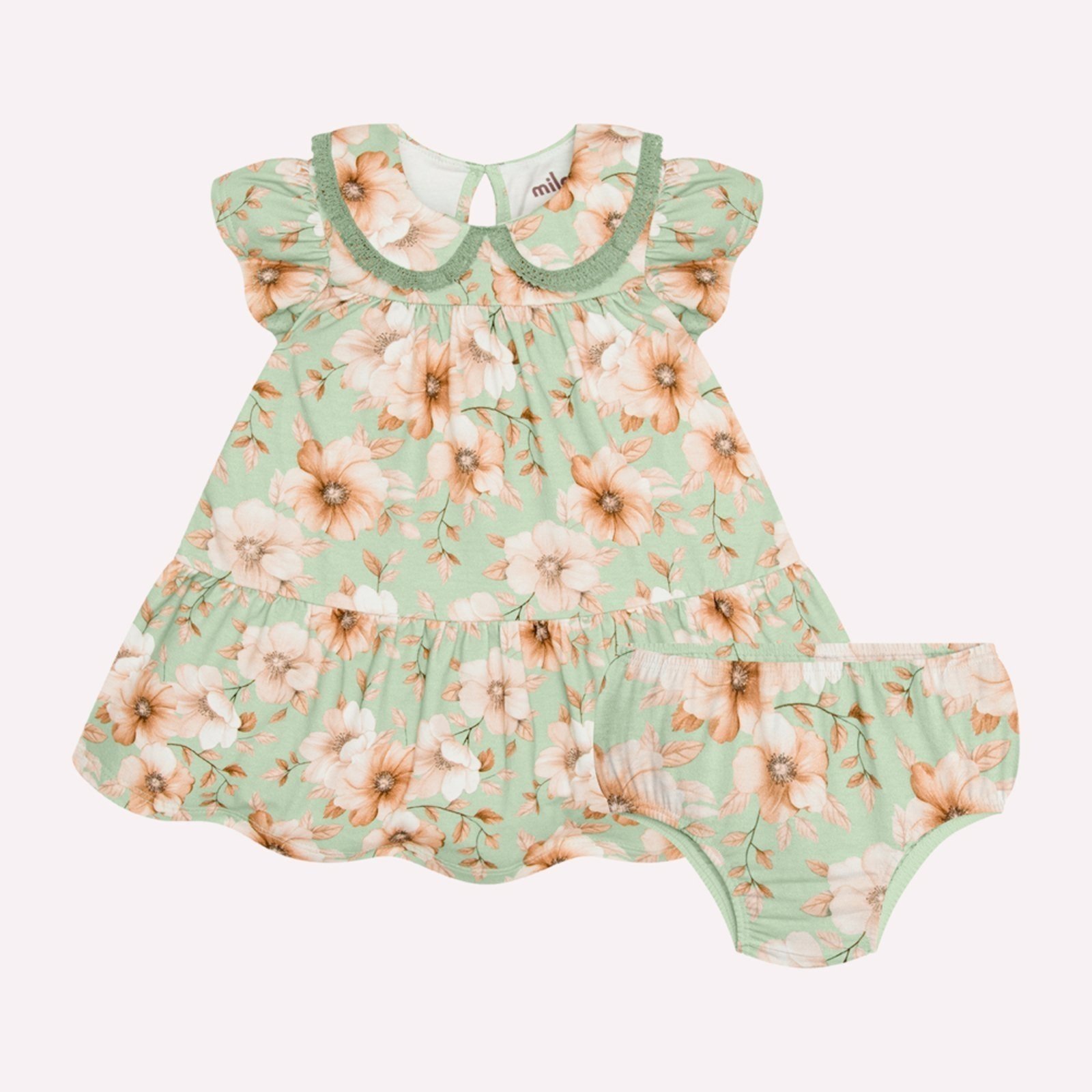 Infantil - Vestido com Calcinha Menina Flores Milon