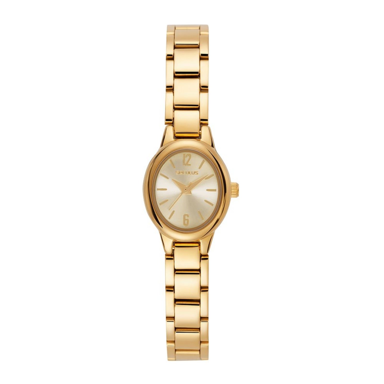 Relógio Seculus Feminino Aço Oval Dourado Seculus