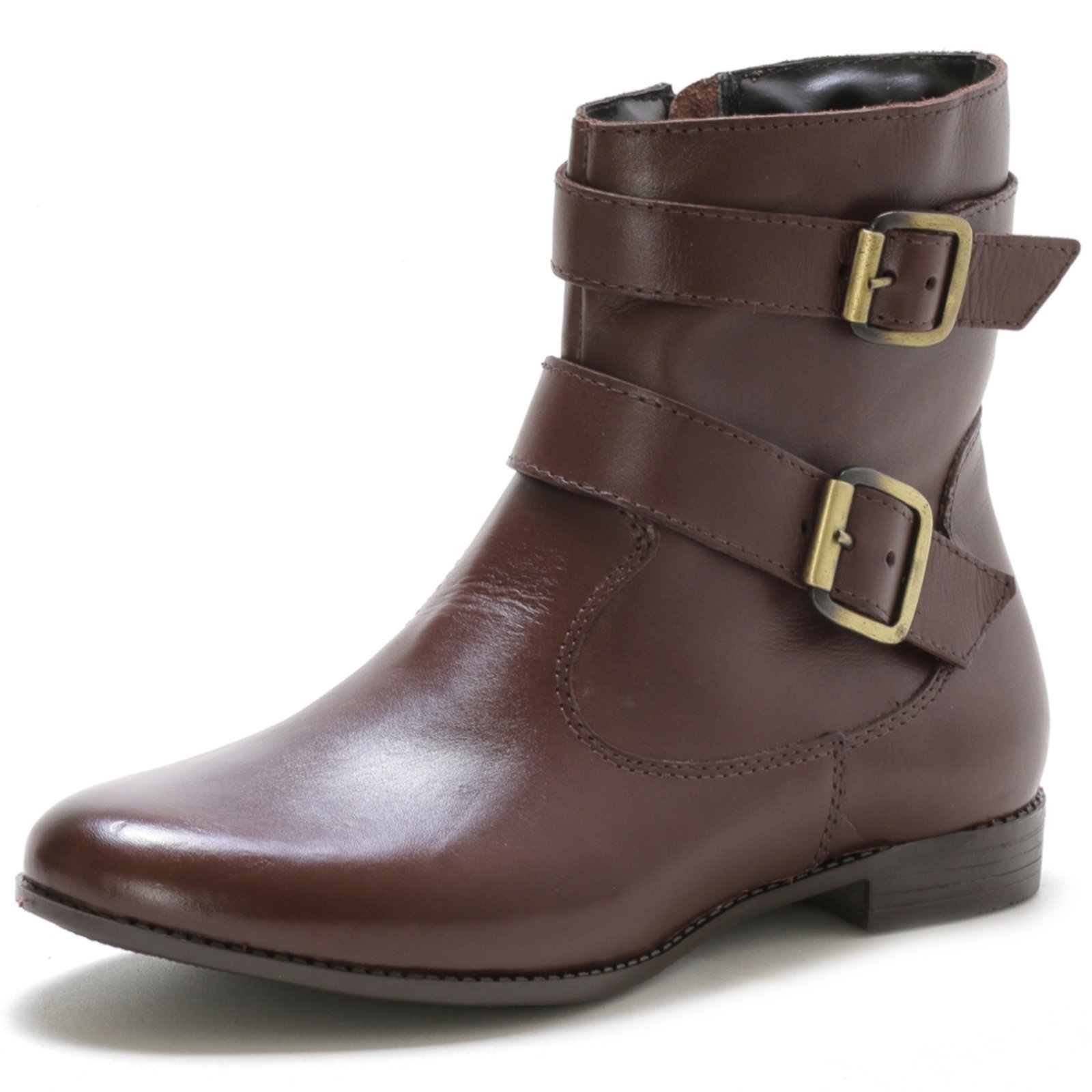 Bota Cano Curto Feminina Couro Tellini Store Chocolate