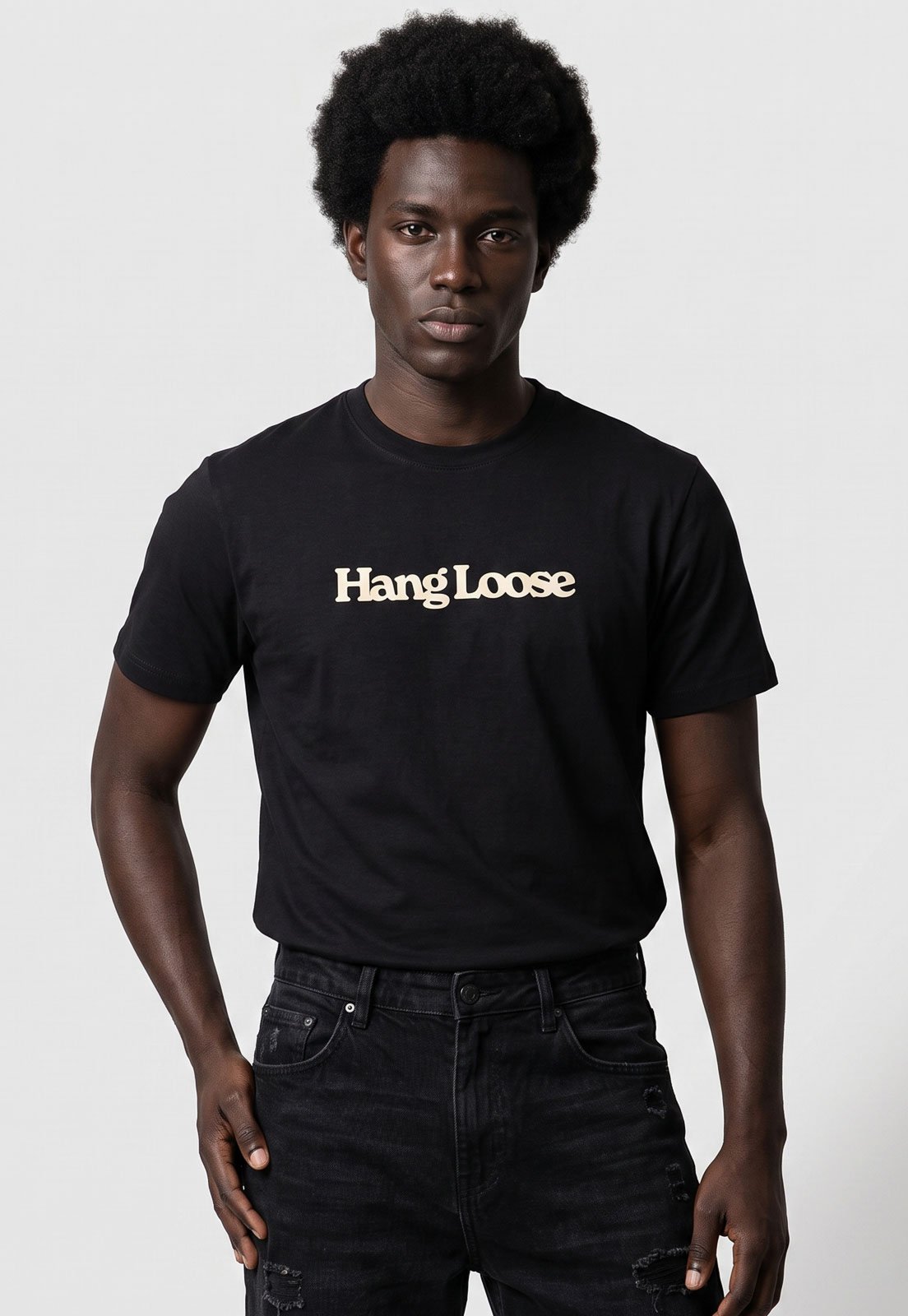Camiseta Masculina Hang Loose Silk Typo Preta