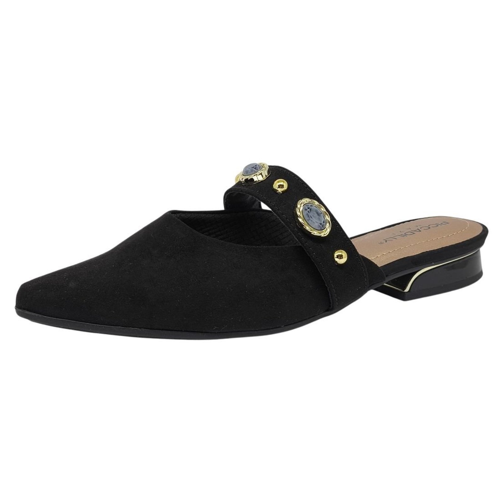 Mule Feminino Elegante Moda Pedrarias Confortável Piccadilly