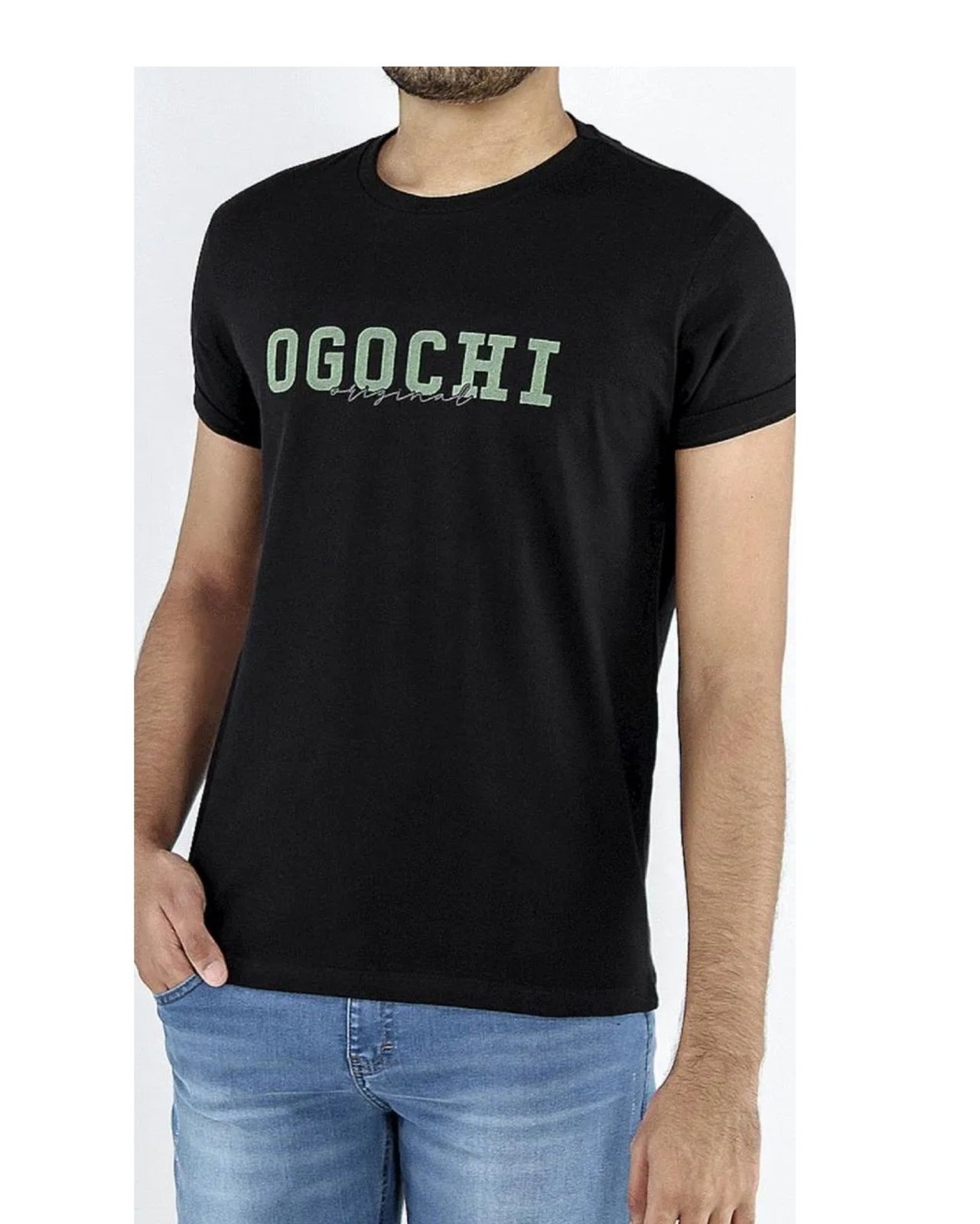 Camiseta Ogochi Manga Curta Masculina 006523011 Preta