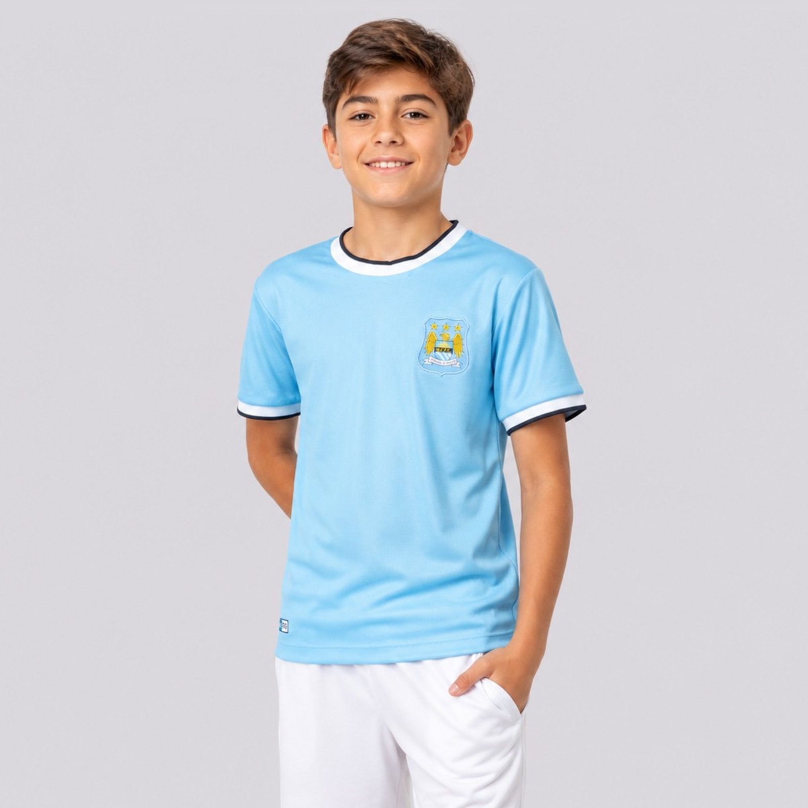 Camisa Manchester City Retrô 2014 Juvenil Azul