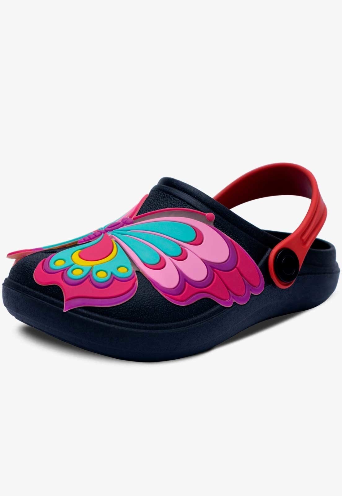 Infantil - Sandália Babuche Feminina Pópidi Borboleta Preto