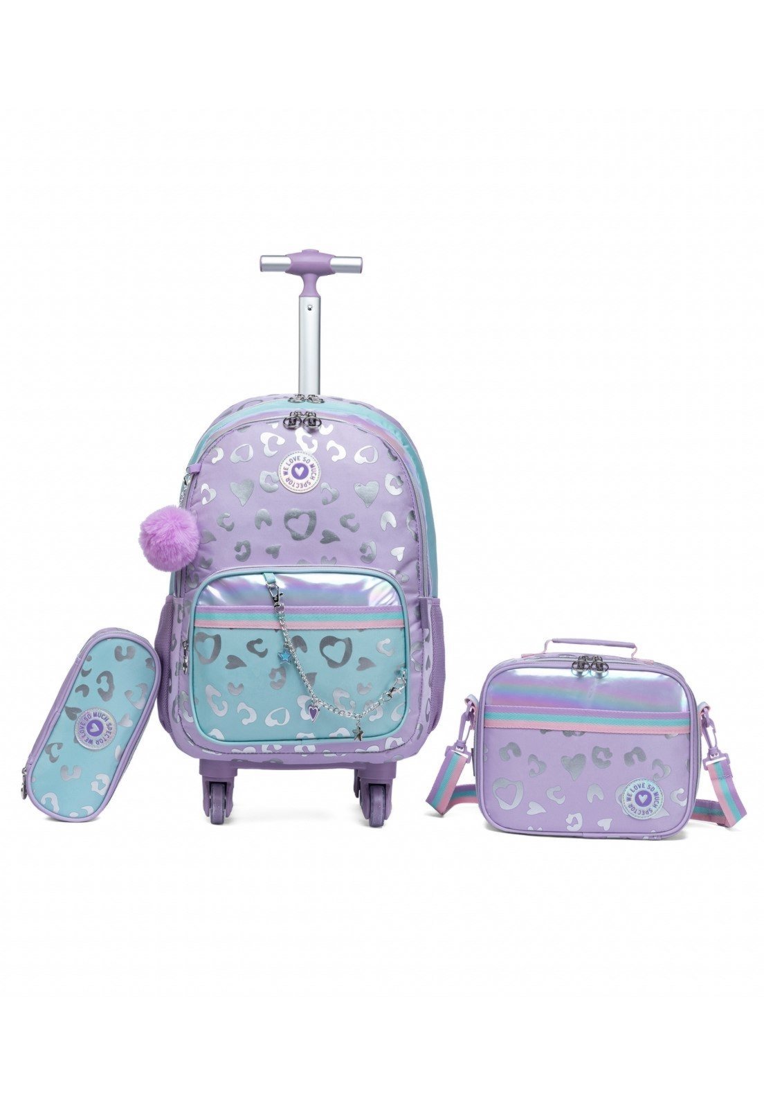 Infantil - Kit Mochila Escolar Feminina Estampada Reforçada Rodinha