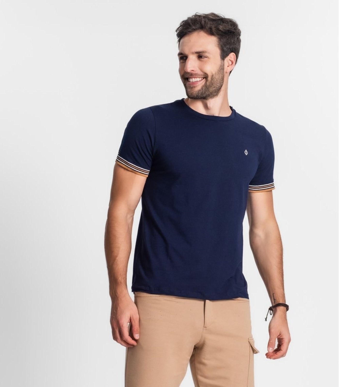 Camiseta Cotton Leve Masculina Básica Diametro Azul