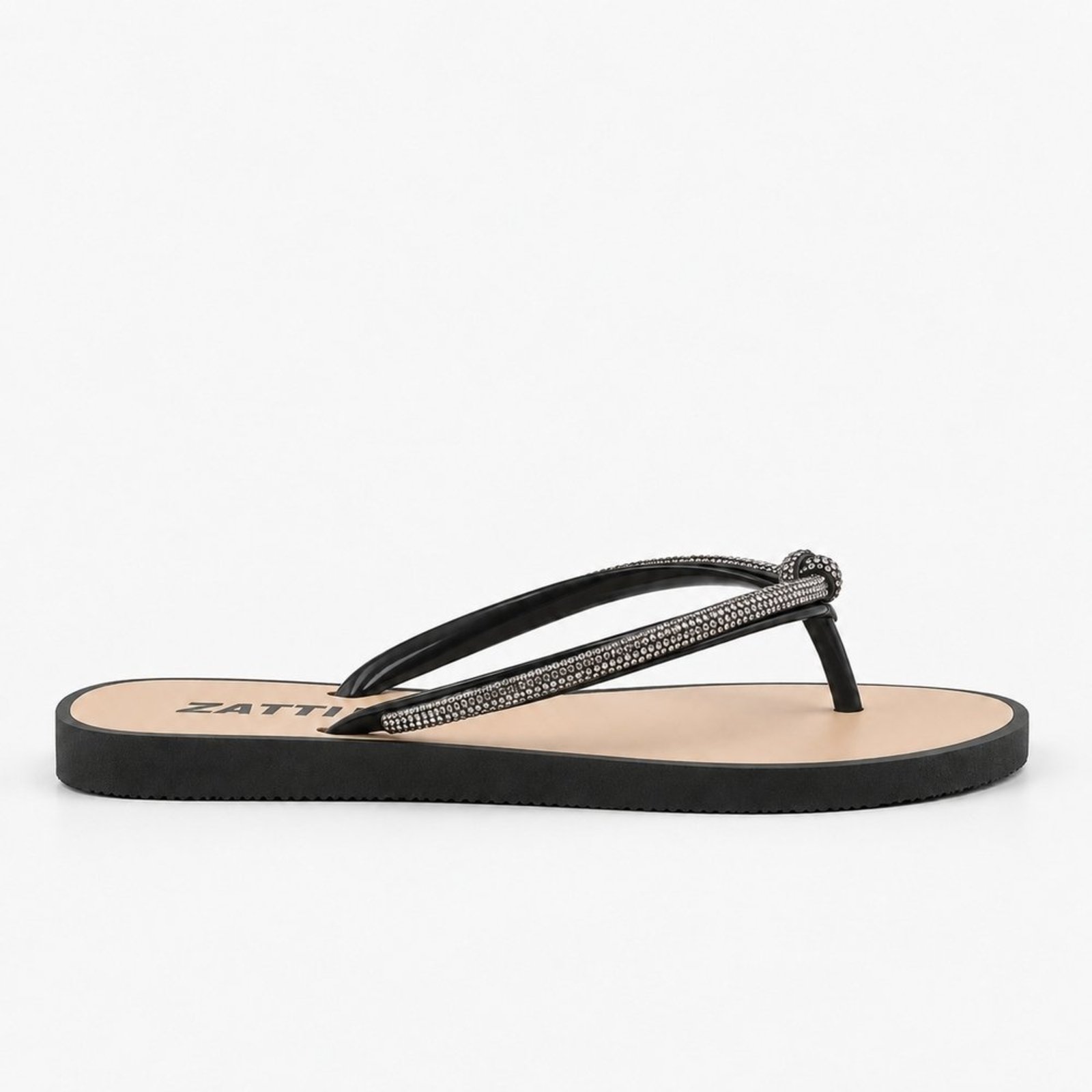 Chinelo Zatta de Dedo Nó Strass Polly Preto