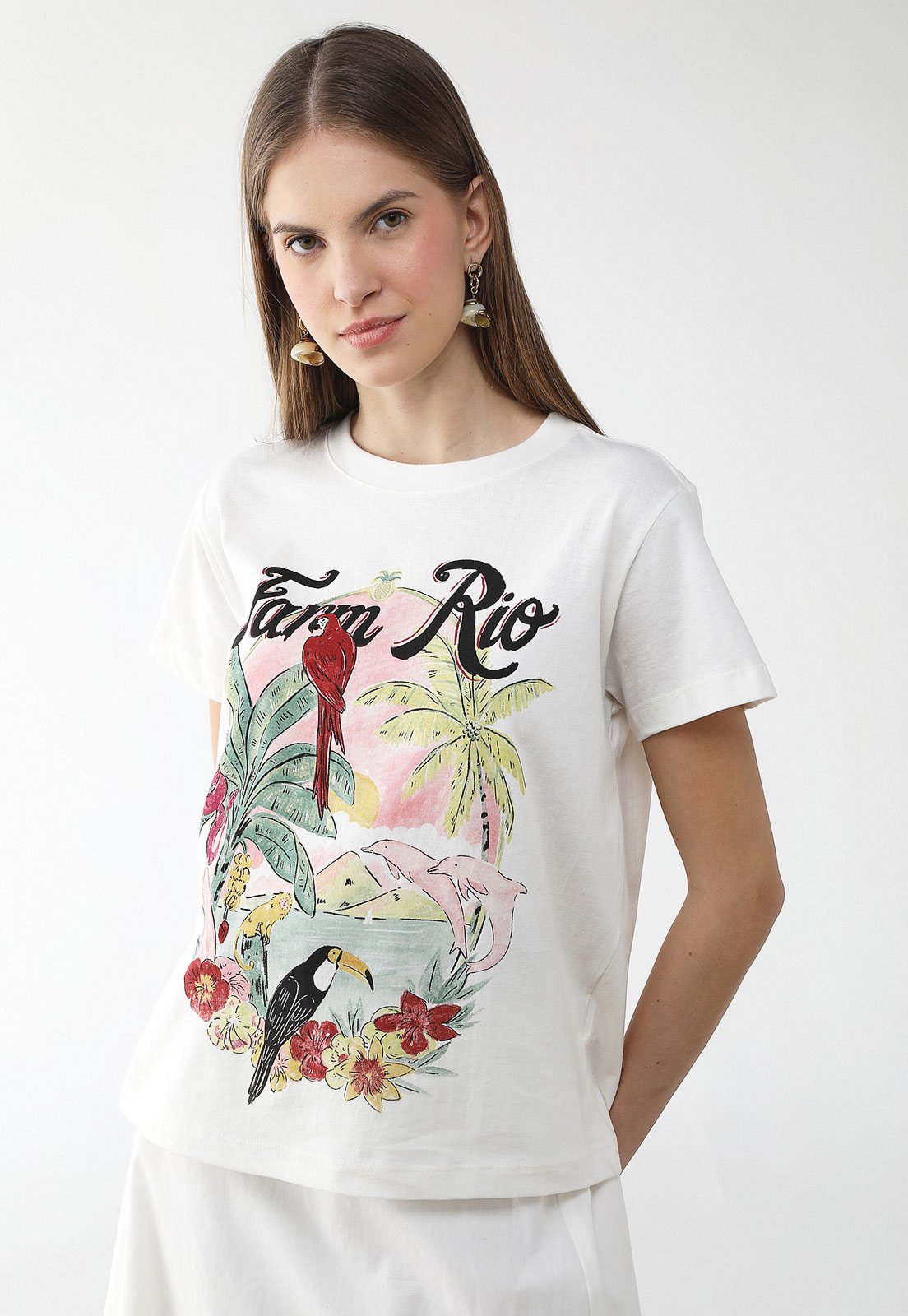 Camiseta Feminina Farm Estampada Branca