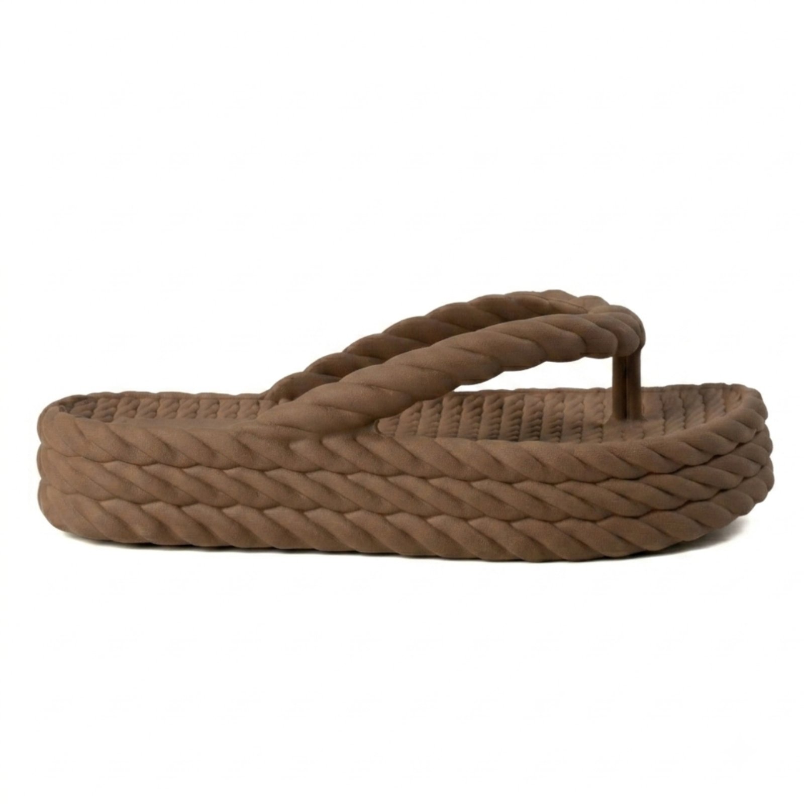 Chinelo Feminina Casual Anna Andrade Sandália De Dedo Flat Plataforma Rasteira Verão Marrom