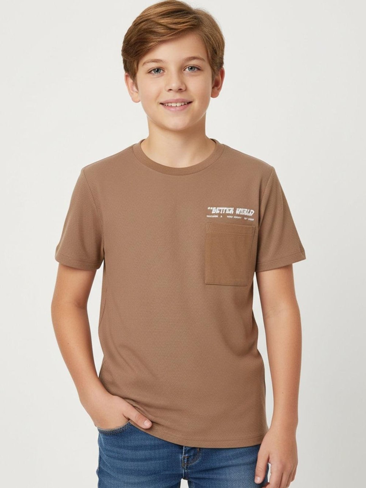 Infantil - Camiseta Oversized Juvenil Para Menino - MARROM