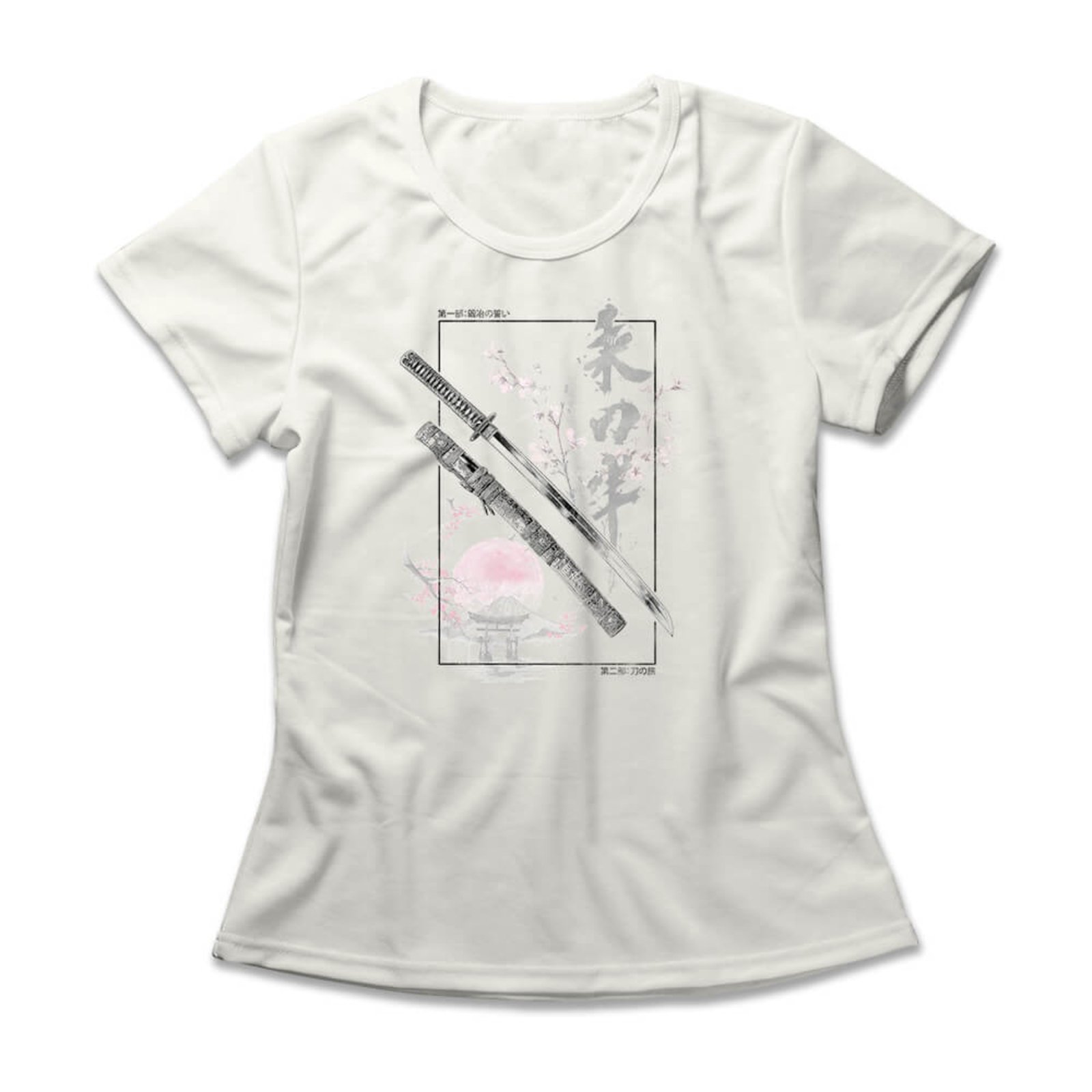 Camiseta Feminina Katana – Off White – Casual – Studio Geek