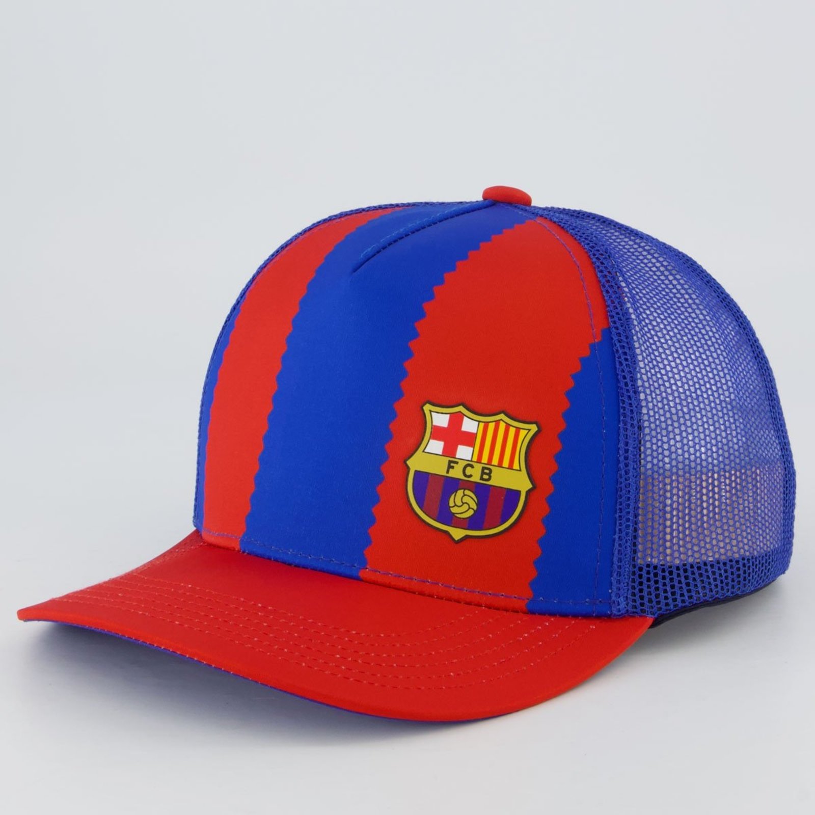 Boné Barcelona Trucker Americano Azul e Vermelho