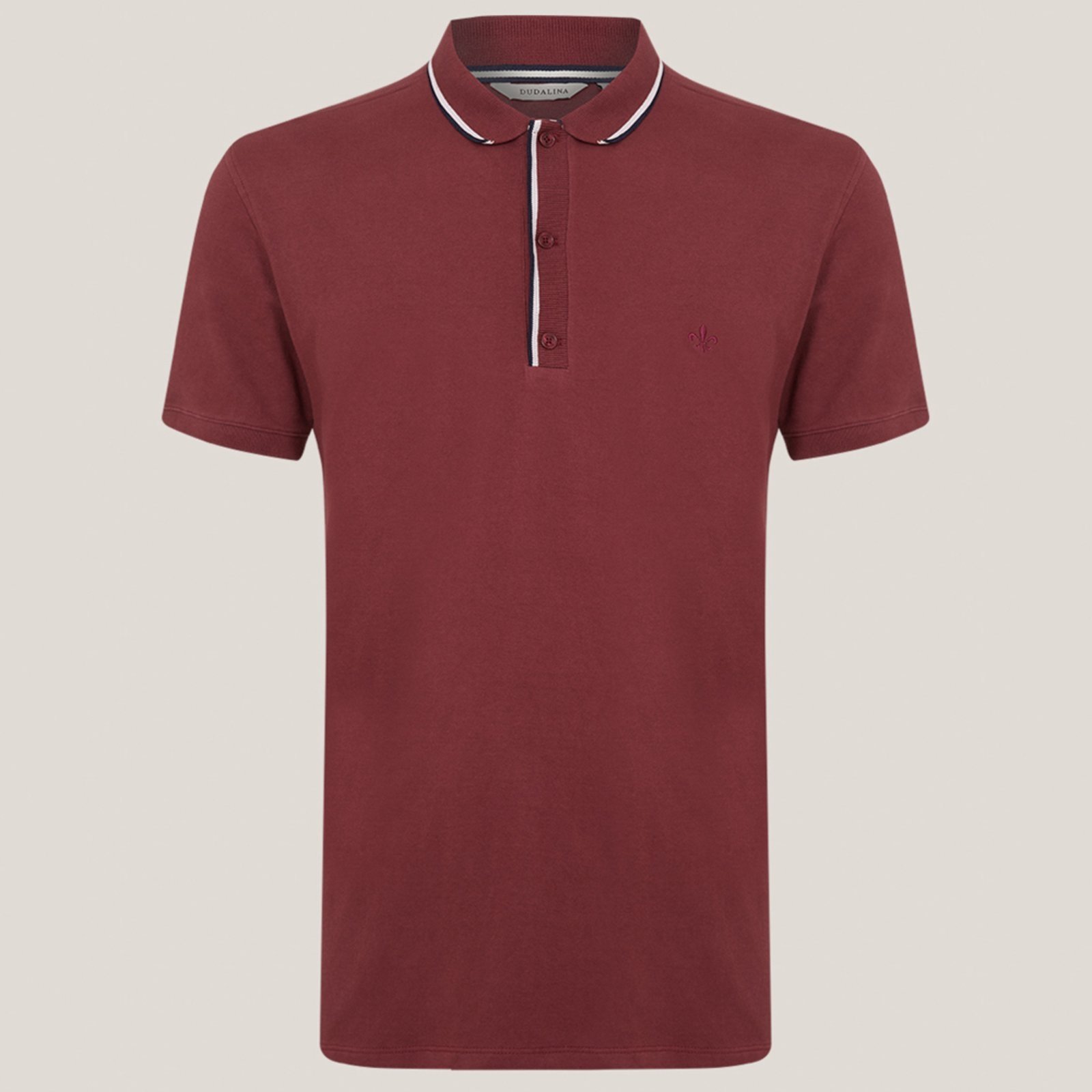 Camisa Polo Dudalina Stretch Retilinea Ou25 Bordô Masculino