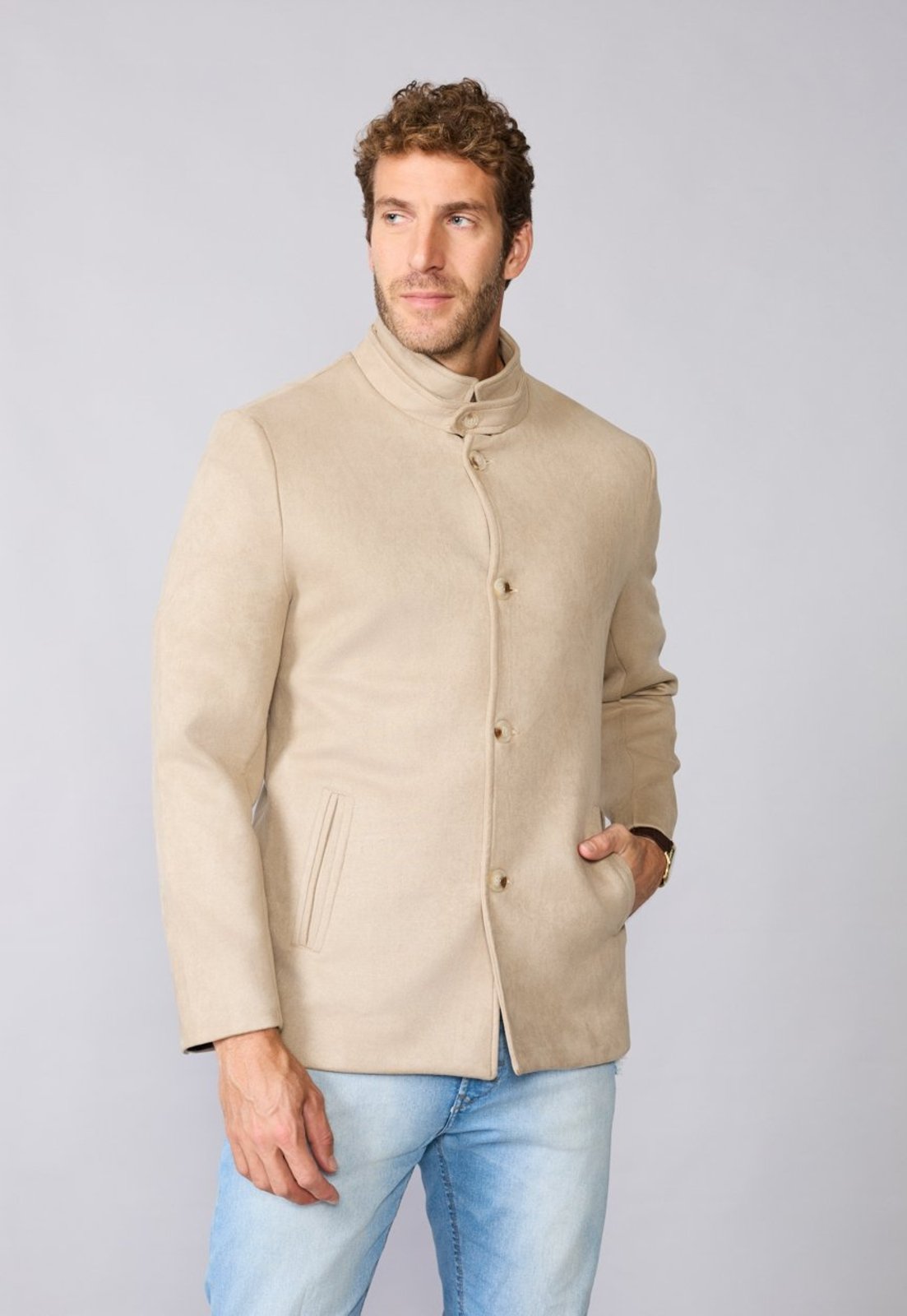 Casaco Mathis Suede Bege Claro