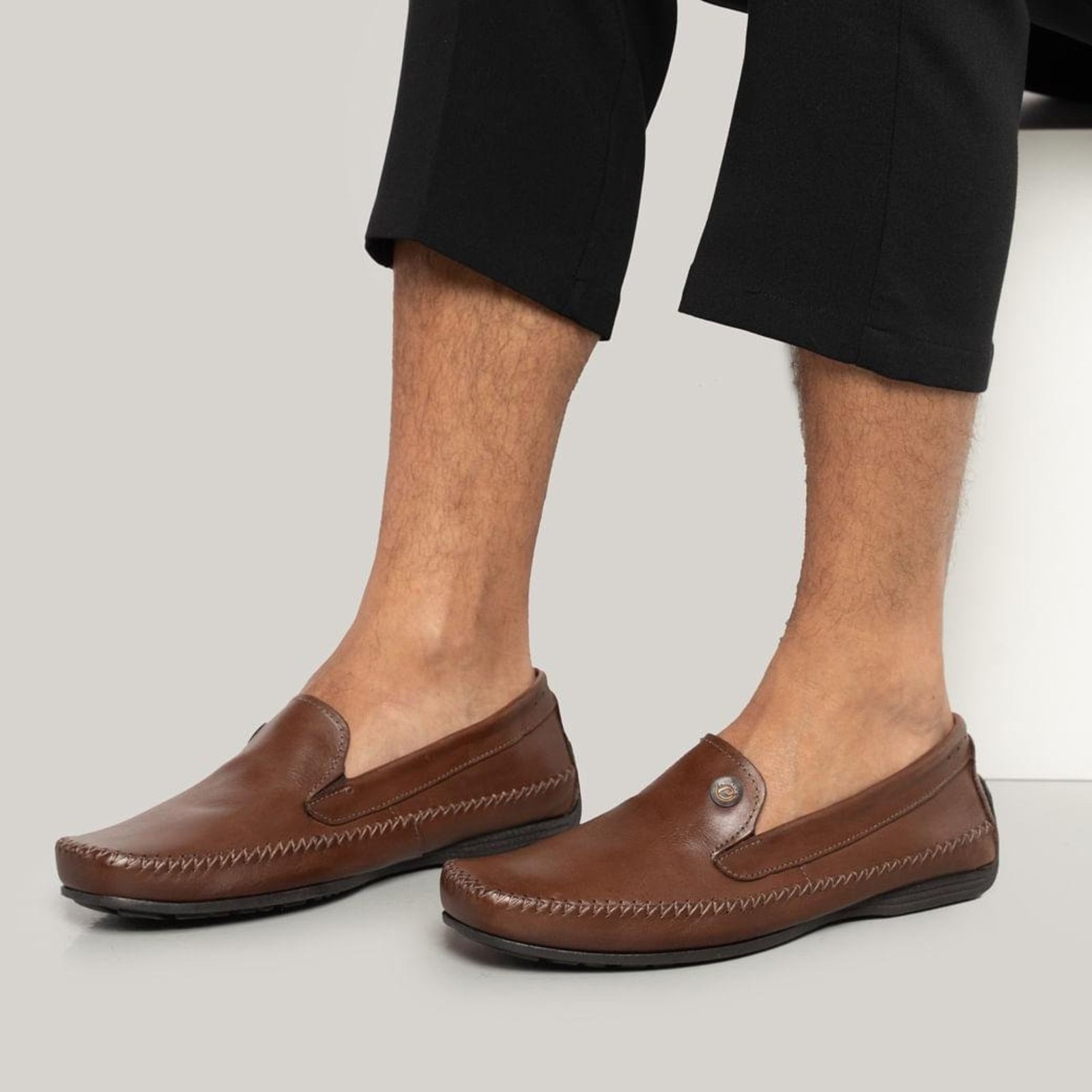 Mocassim Masculino Pegada Mister Couro Marrom