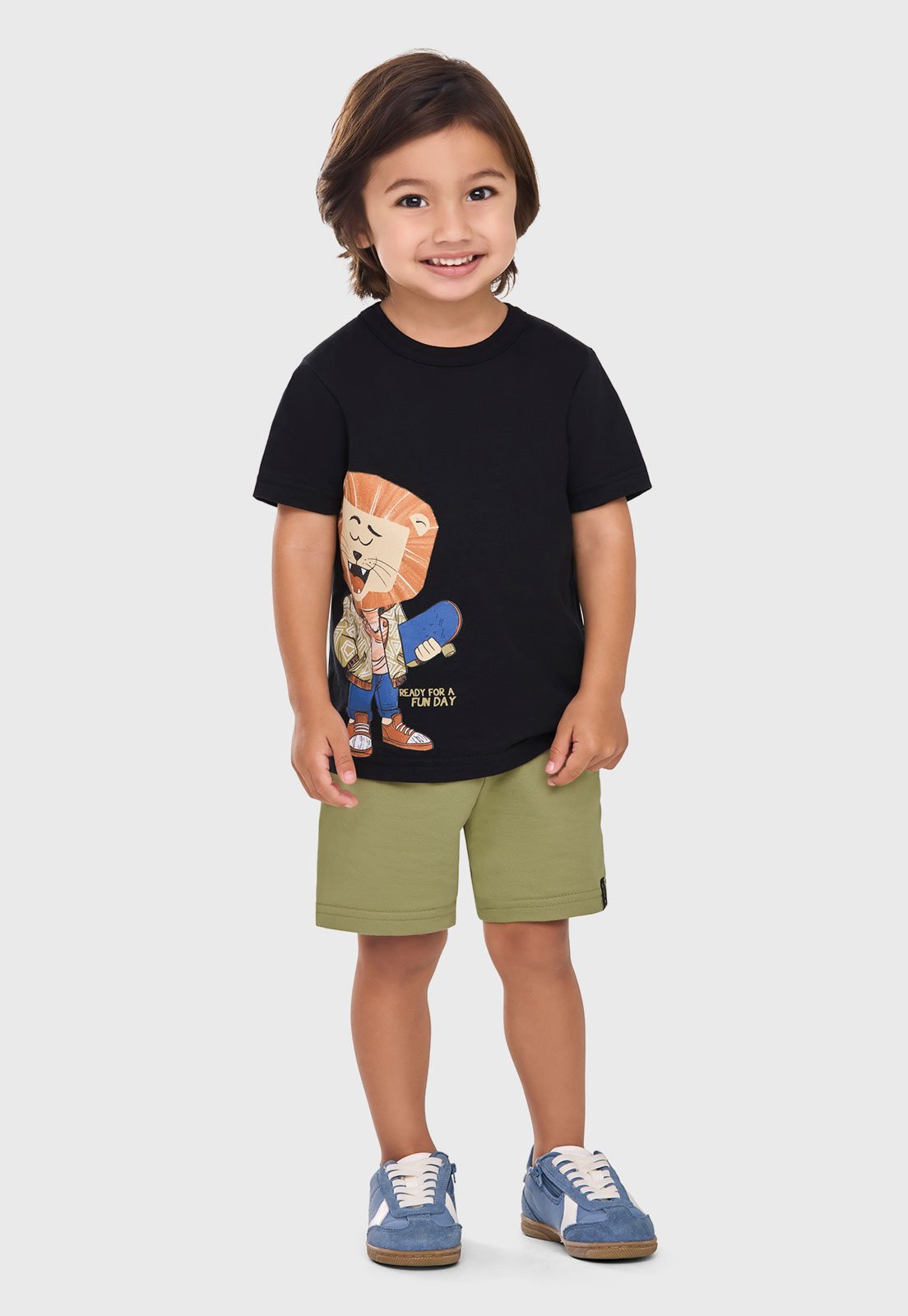 Infantil - Conjunto Curto Elian Estampa Leão Verde