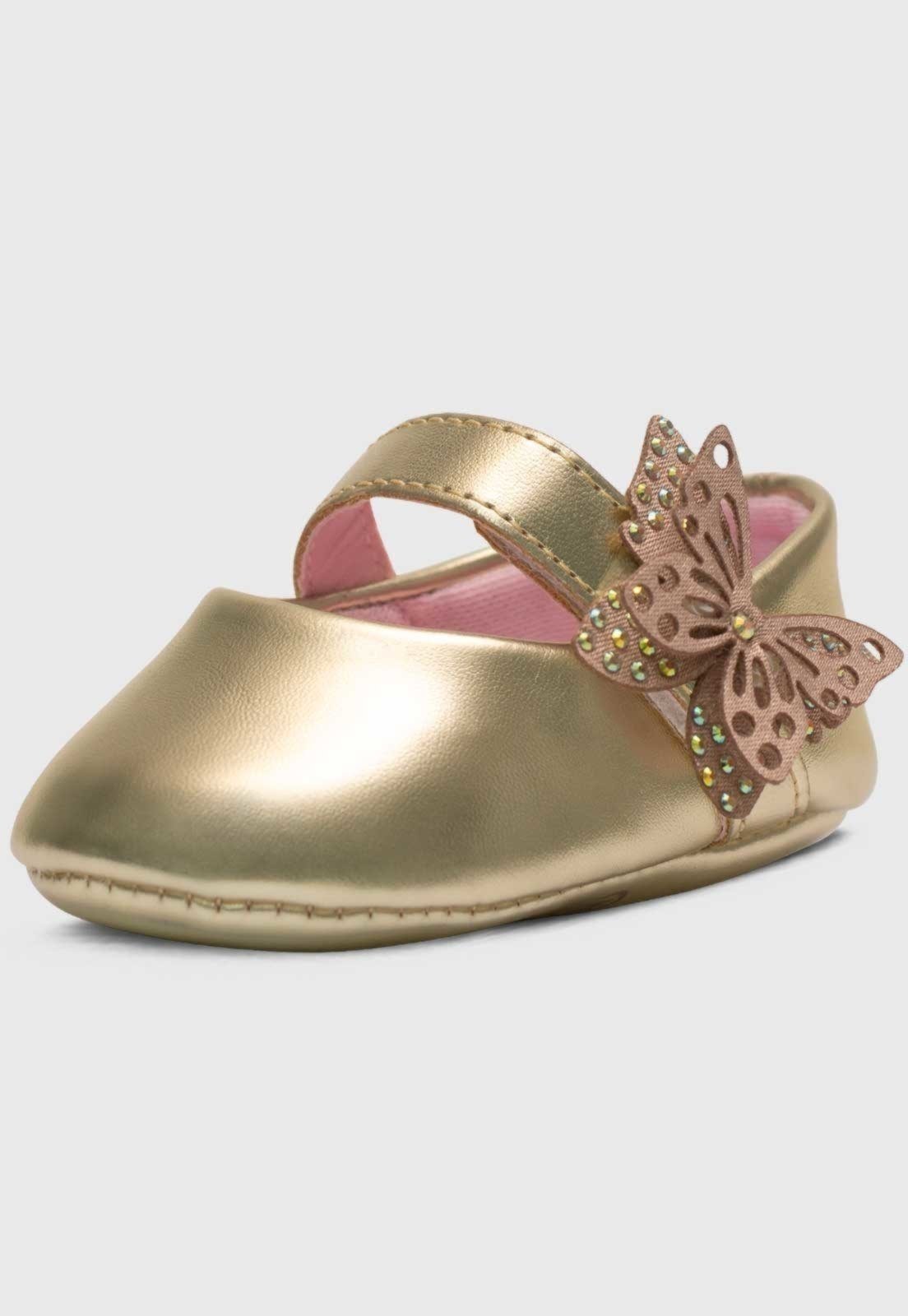 Infantil – Sapatinho Pópidi Menina Sapatilha Borboleta Dourado