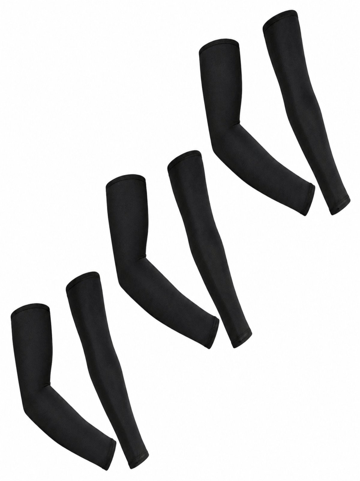 Kit 3 Manguitos De Compressão Proteção Solar Uv Para Braços - Preto