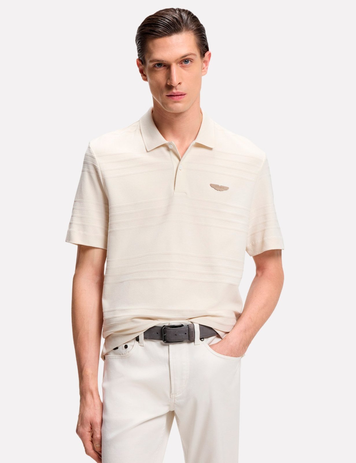 Polo Hugo Boss Masculina Regular Fit C-Parris 242_AM Creme