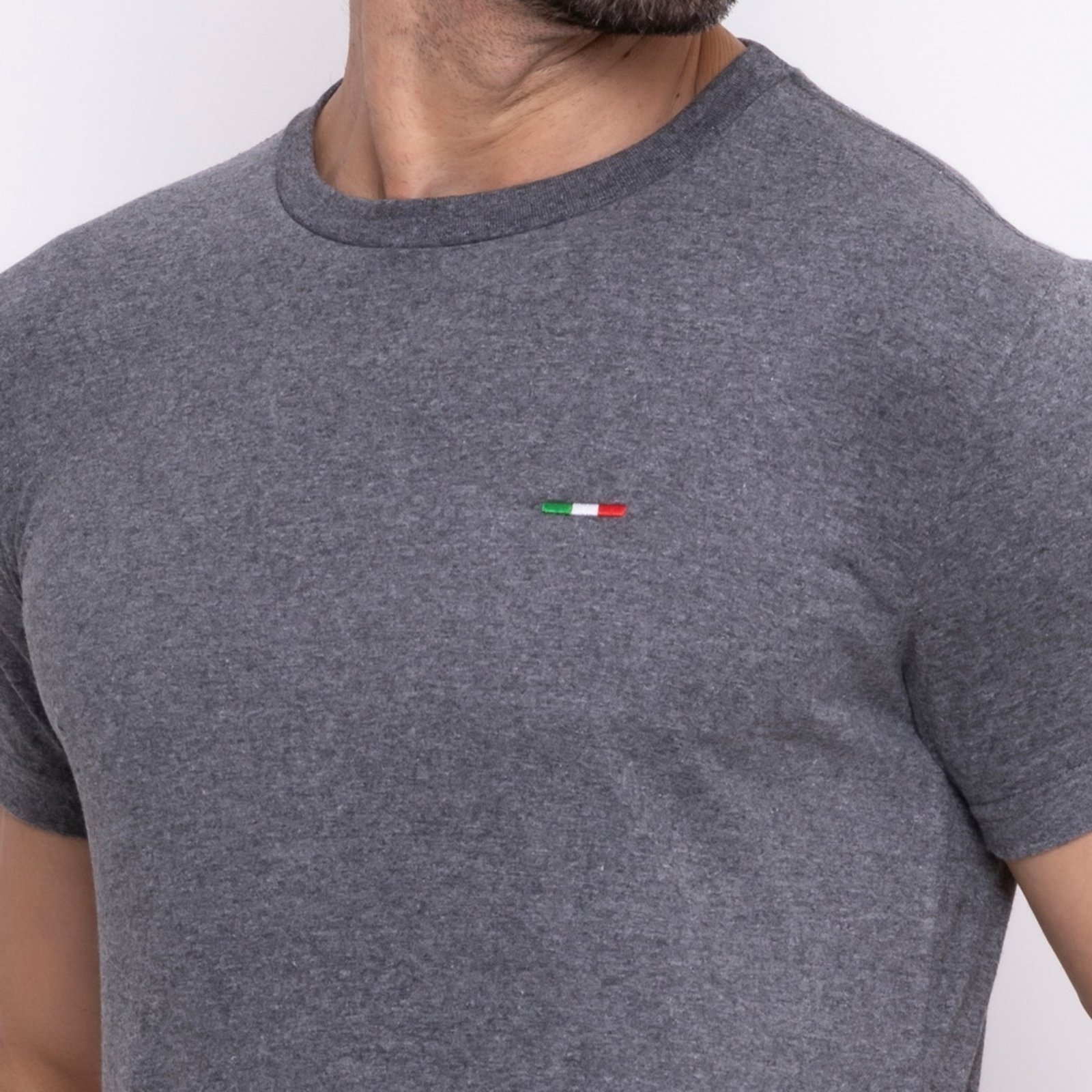 Camiseta Masculina Básica FMF com Bordado no Estilo Tommy Algodão Premium Itália Chumbo