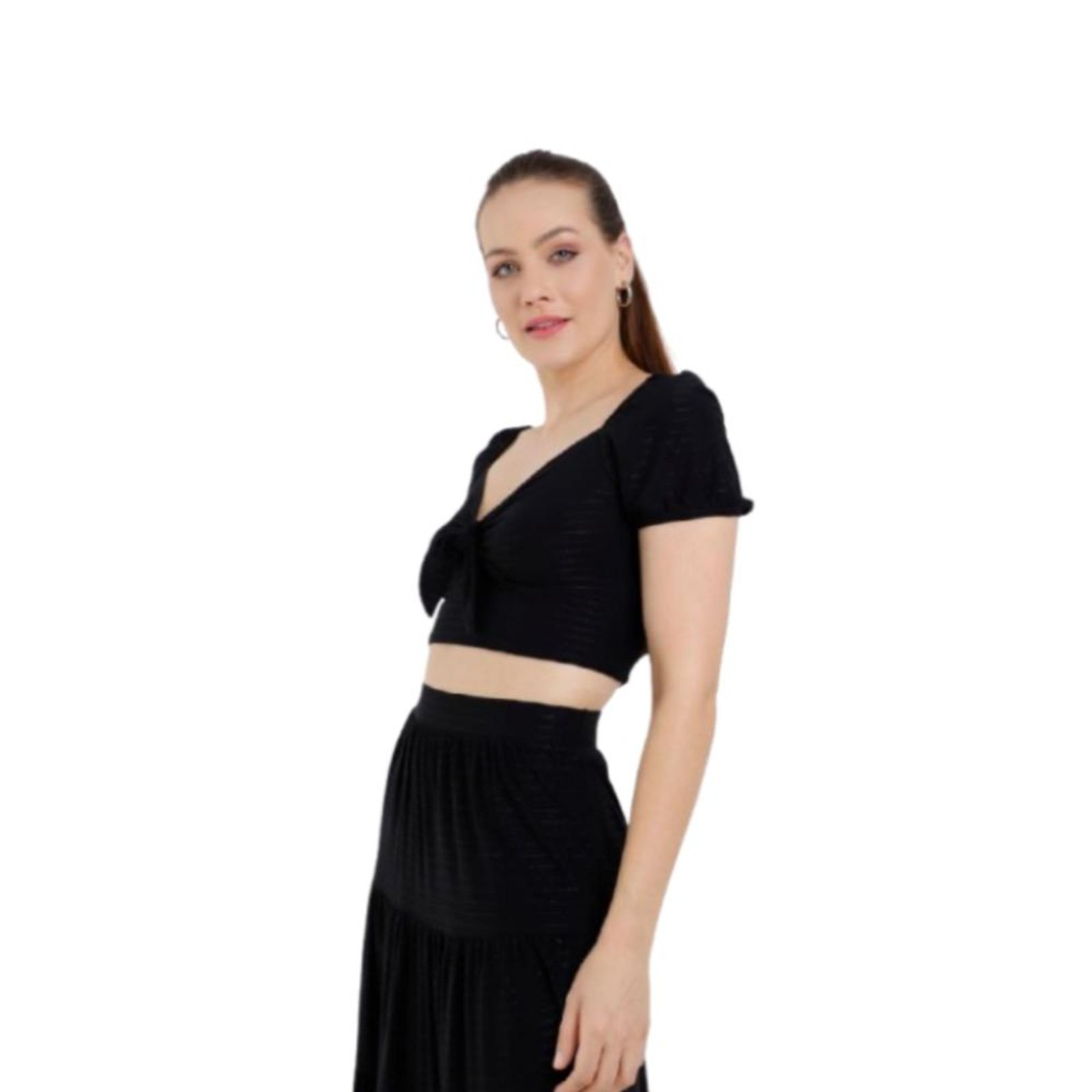 Vista 2 Blusa Cropped Ciganinha Autentique Feminina preto Autentique preto