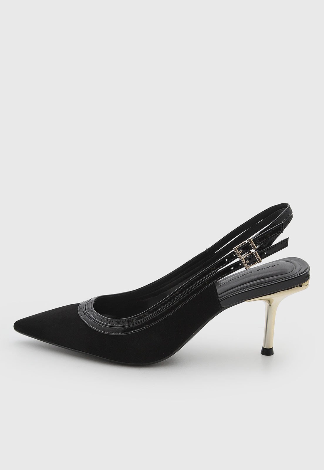 Scarpin Feminino Jorge Bischoff Couro Salto Fino Slingback Preto