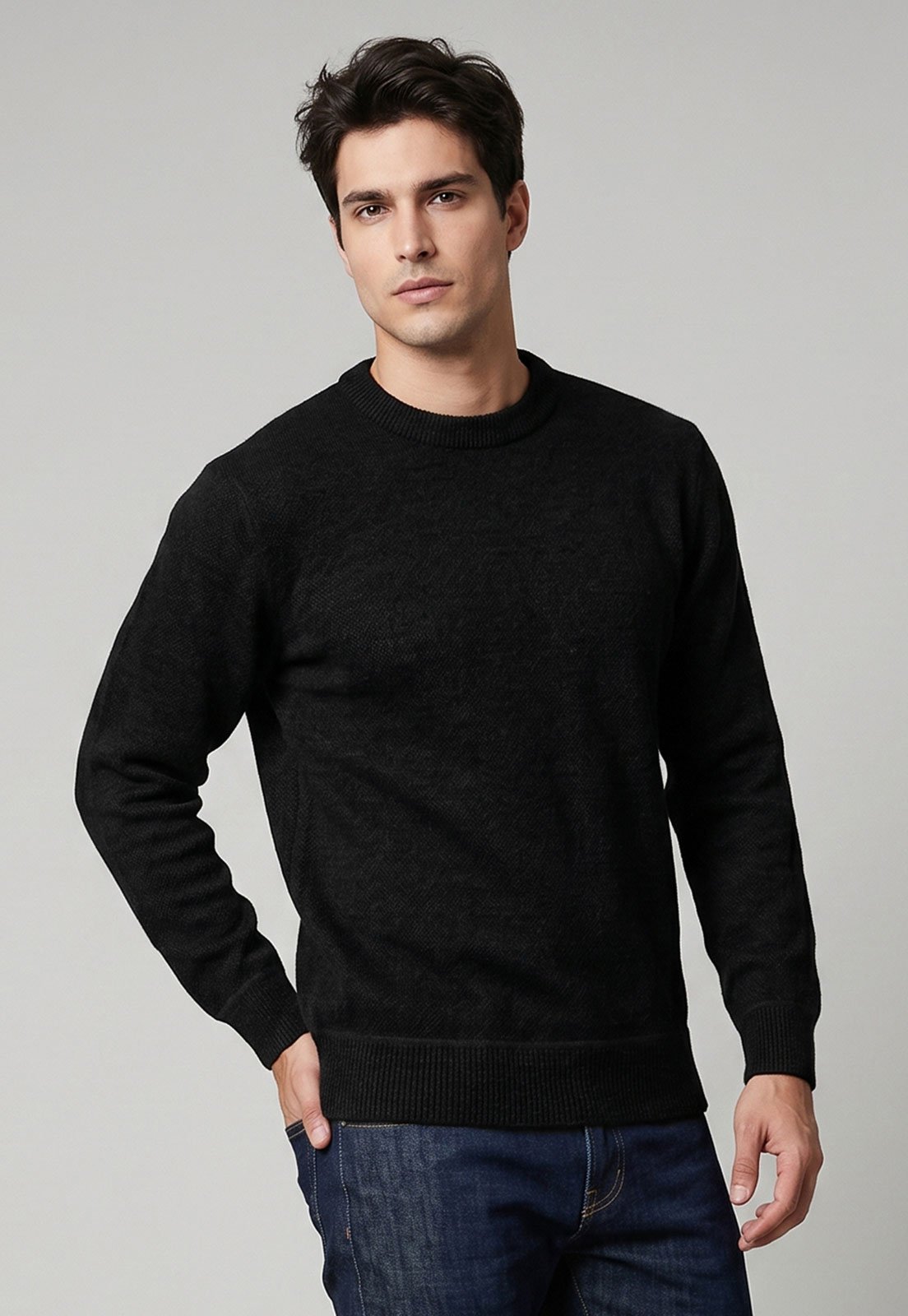 Suéter Masculino Broken Rules Gola Redonda Preto