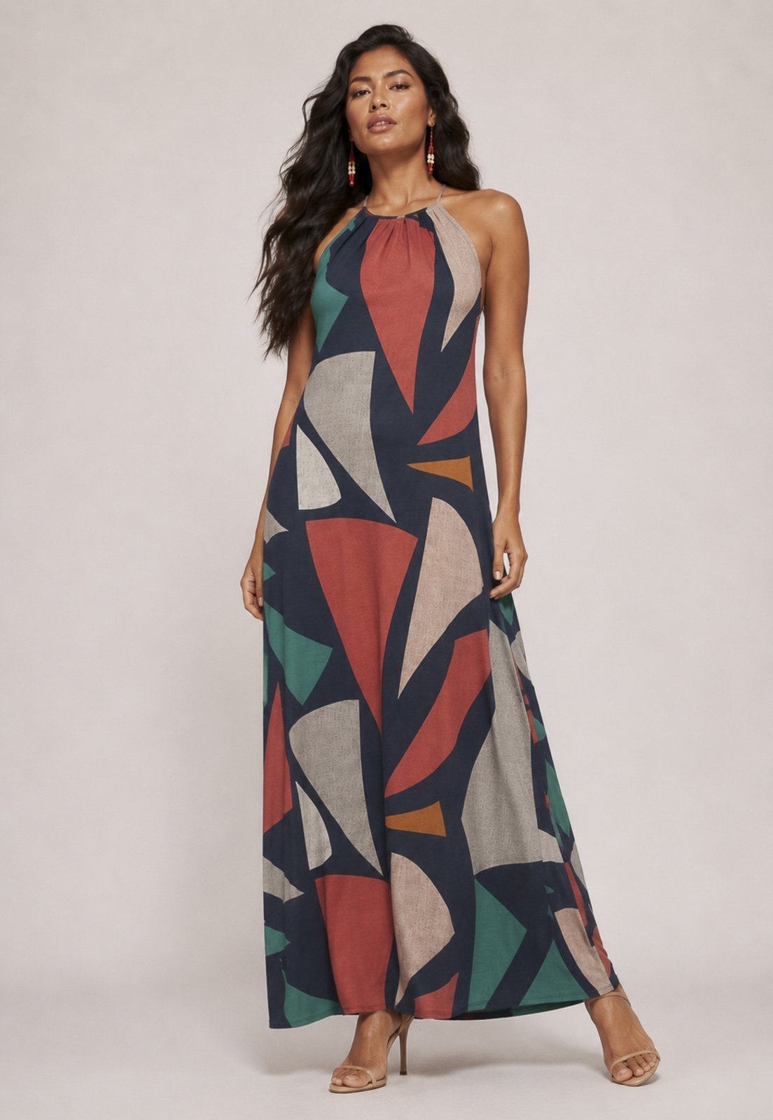 Vestido Amaoznia Vital Longo Eirapuã Malha Trapézio Geometrias do Tempo