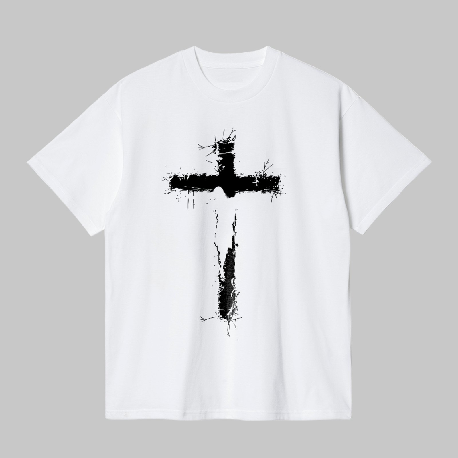Camiseta Básica Cruz Cristã Faith Style Unissex Branco
