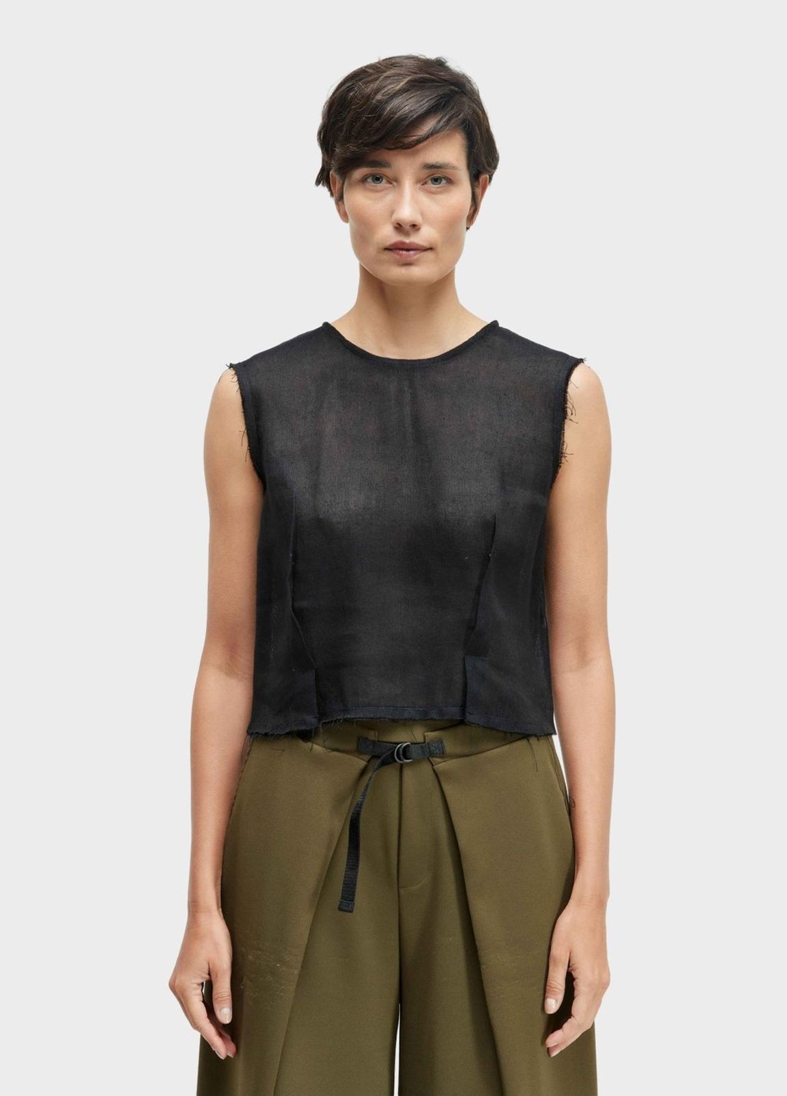 Blusa sleeveess pences linho reciclado OSKLEN