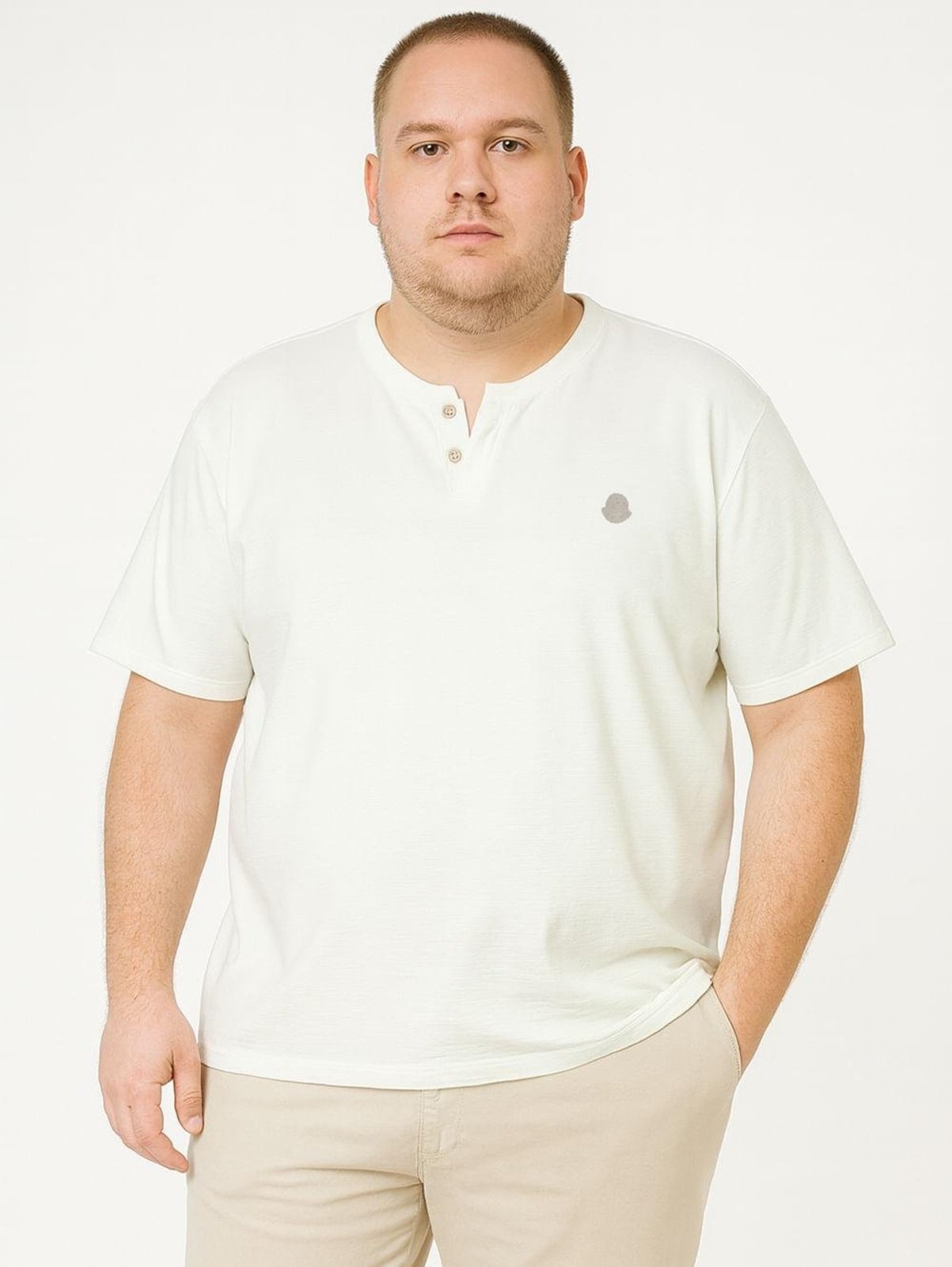 Camiseta Manga Curta Plus Size Masculina OFF WHITE