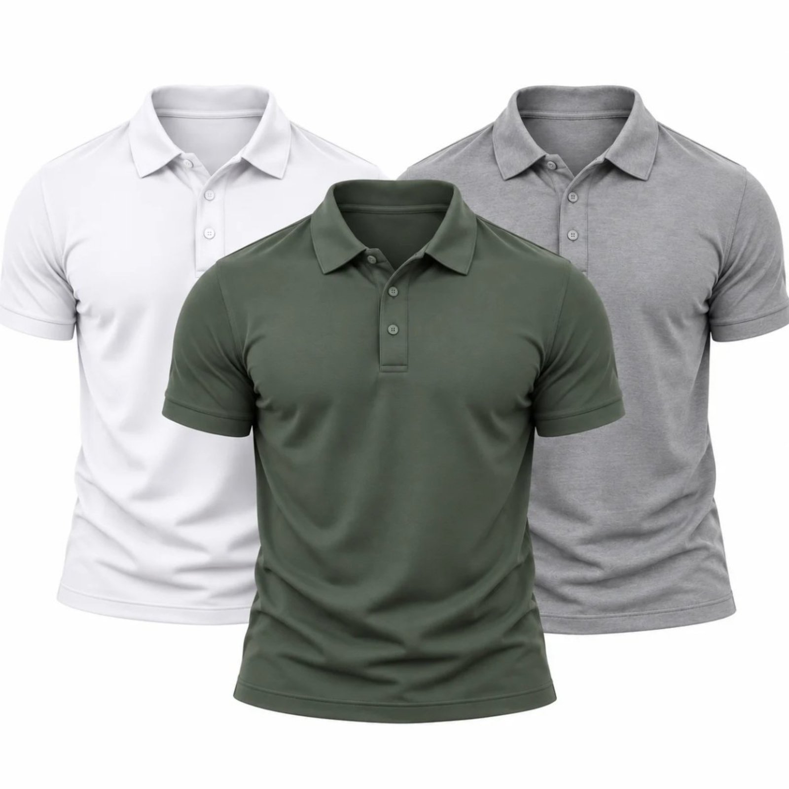 Kit 3 Camisas Polo Poliamida Masculina Básica Premium Colorido