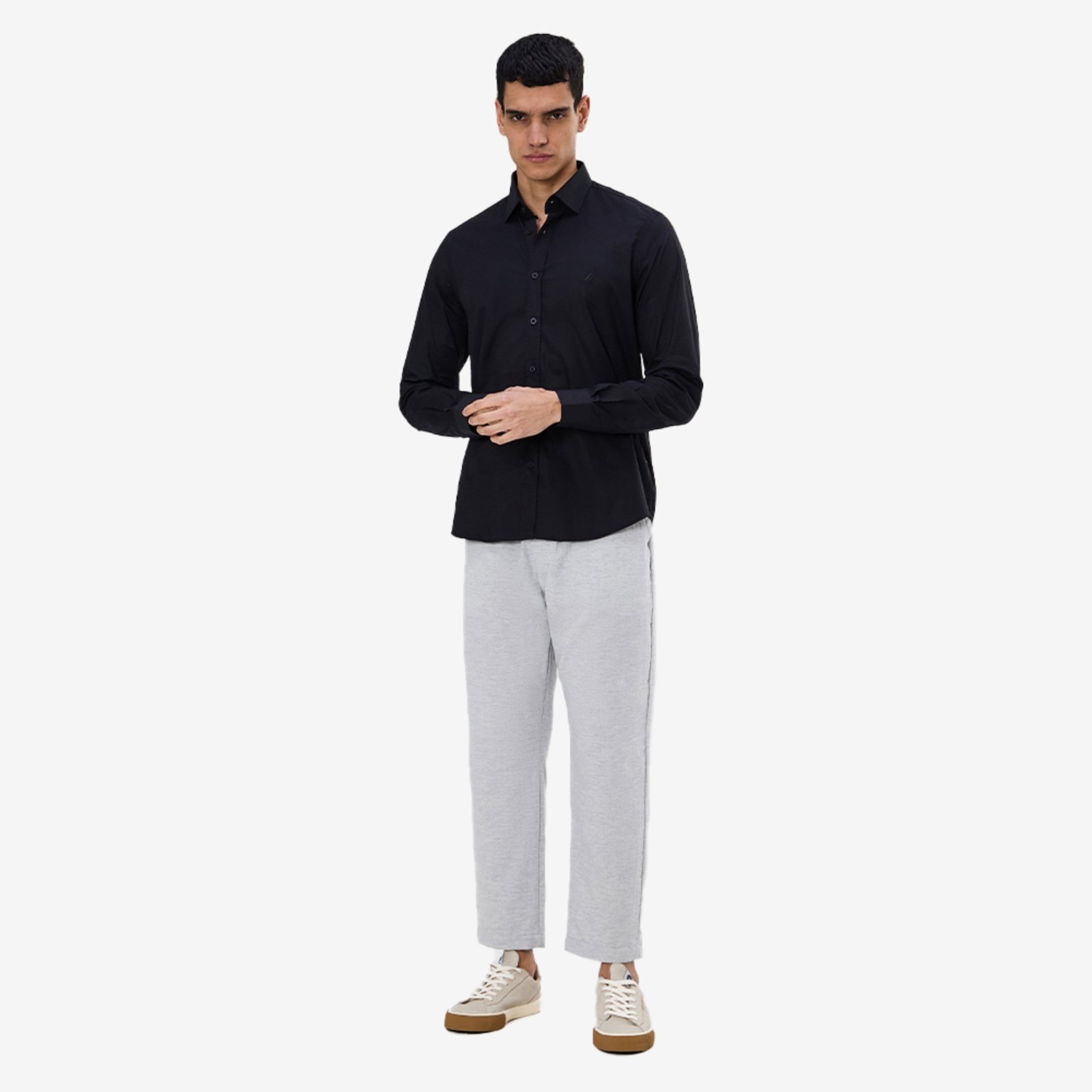 Camisa Nautica Manga Longa Básica Preto