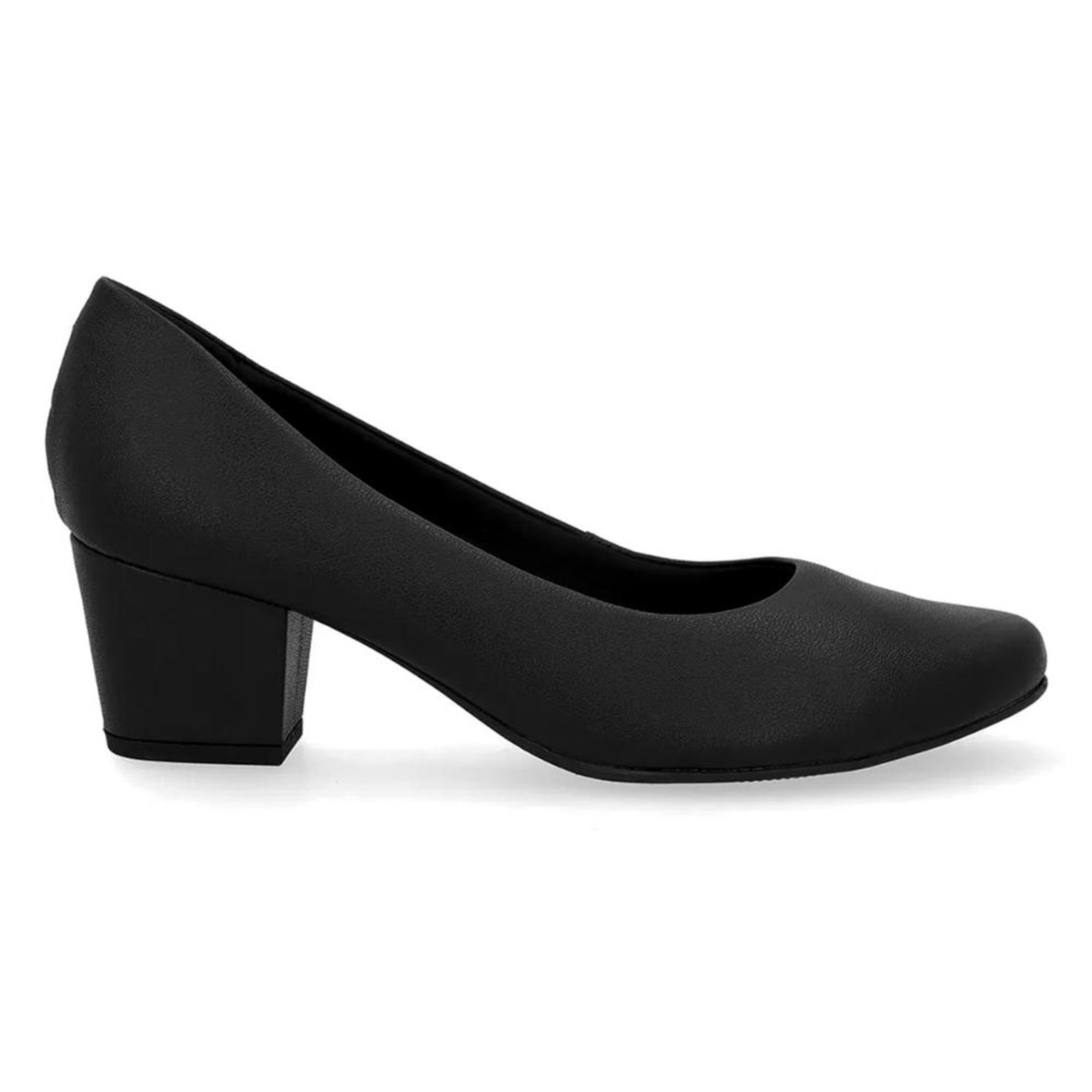 Scarpin Usaflex Feminino Couro Salto Bloco Casual UD05001 Preto