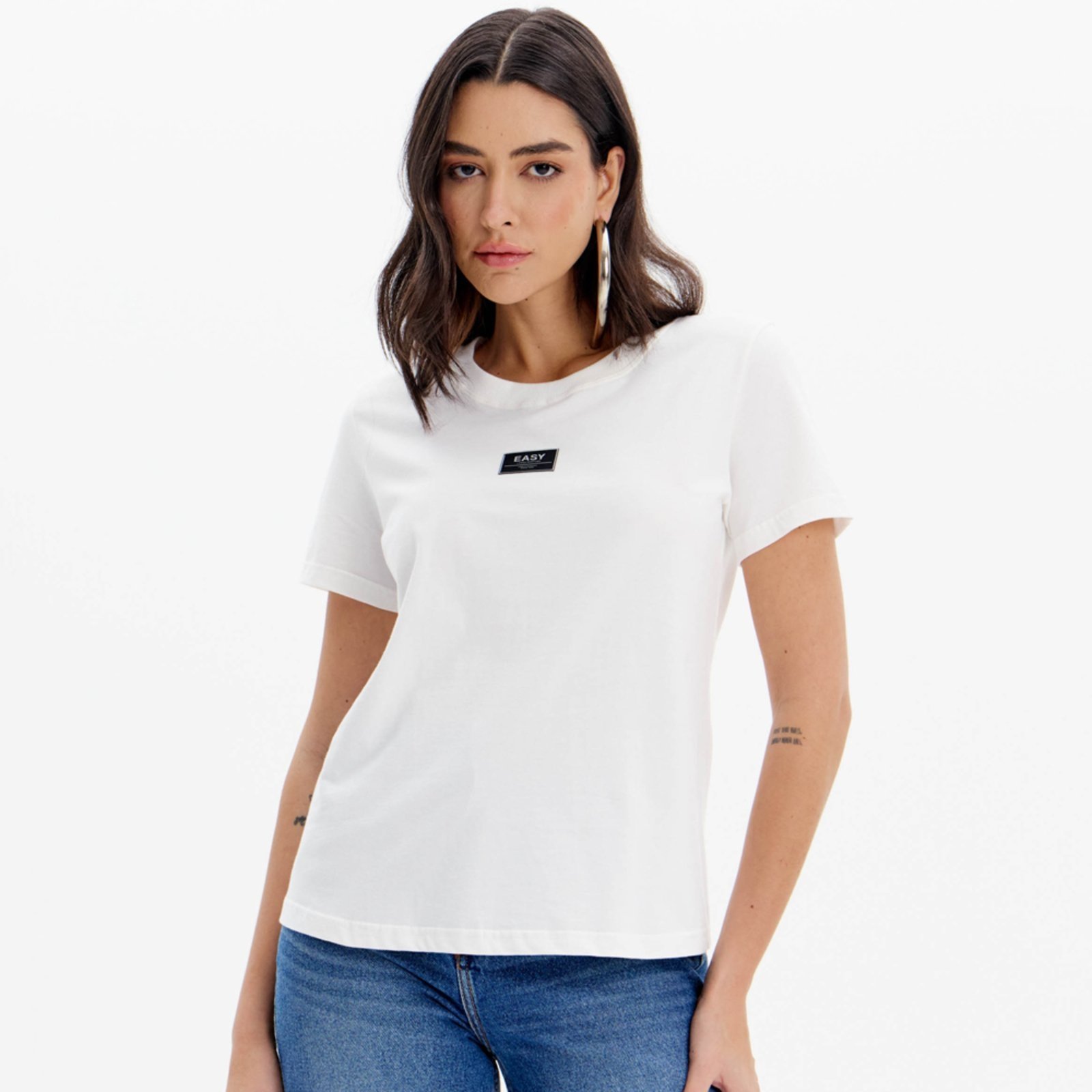 Camiseta Easy Lança Perfume Sleeve Ou25 Off White Feminino