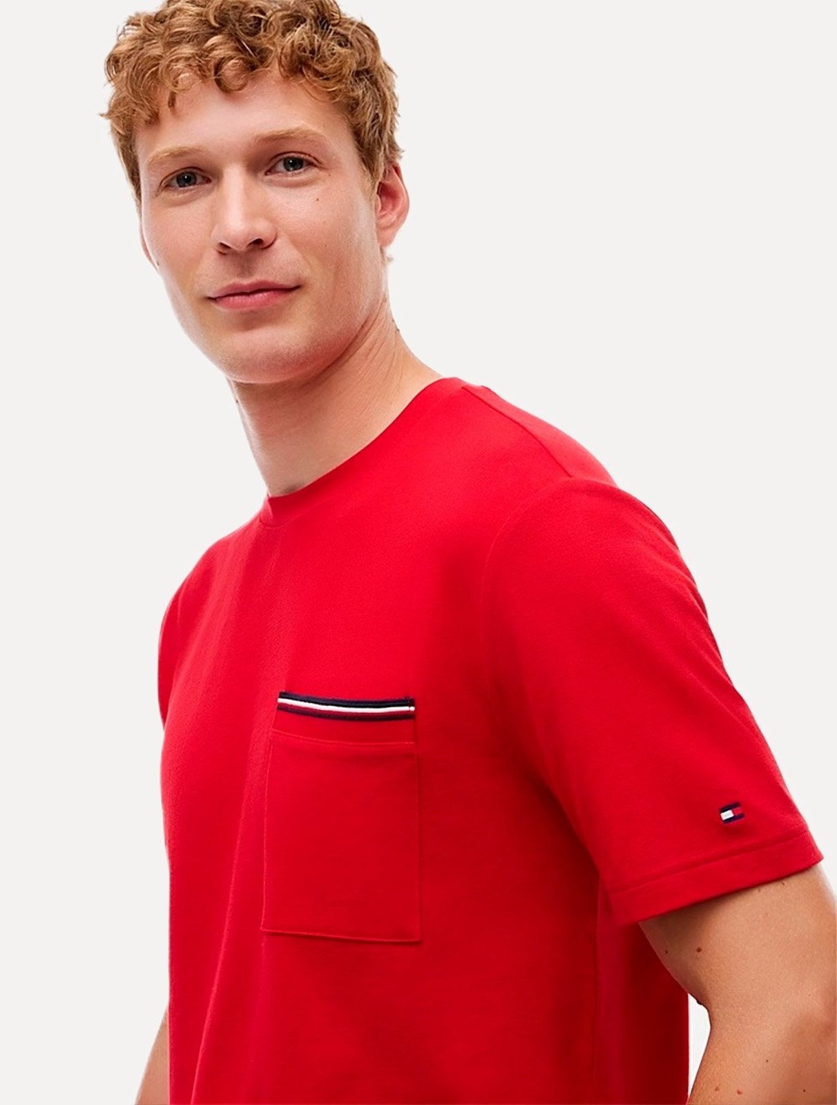 Camiseta Tommy Hilfiger Masculina Regular Piquet Pocket Vermelha