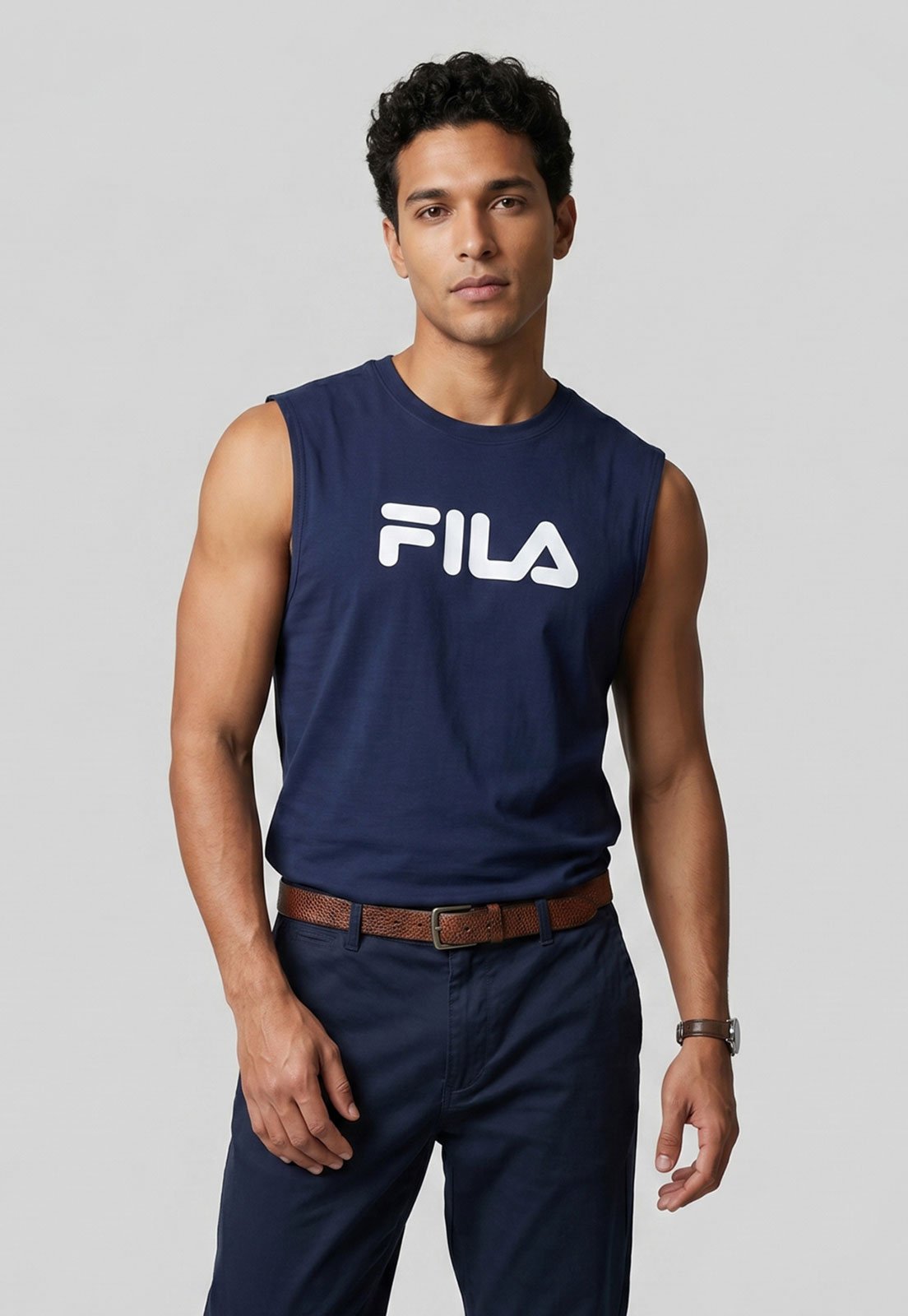 Regata Masculina Fila Letter Logo Azul Marinho