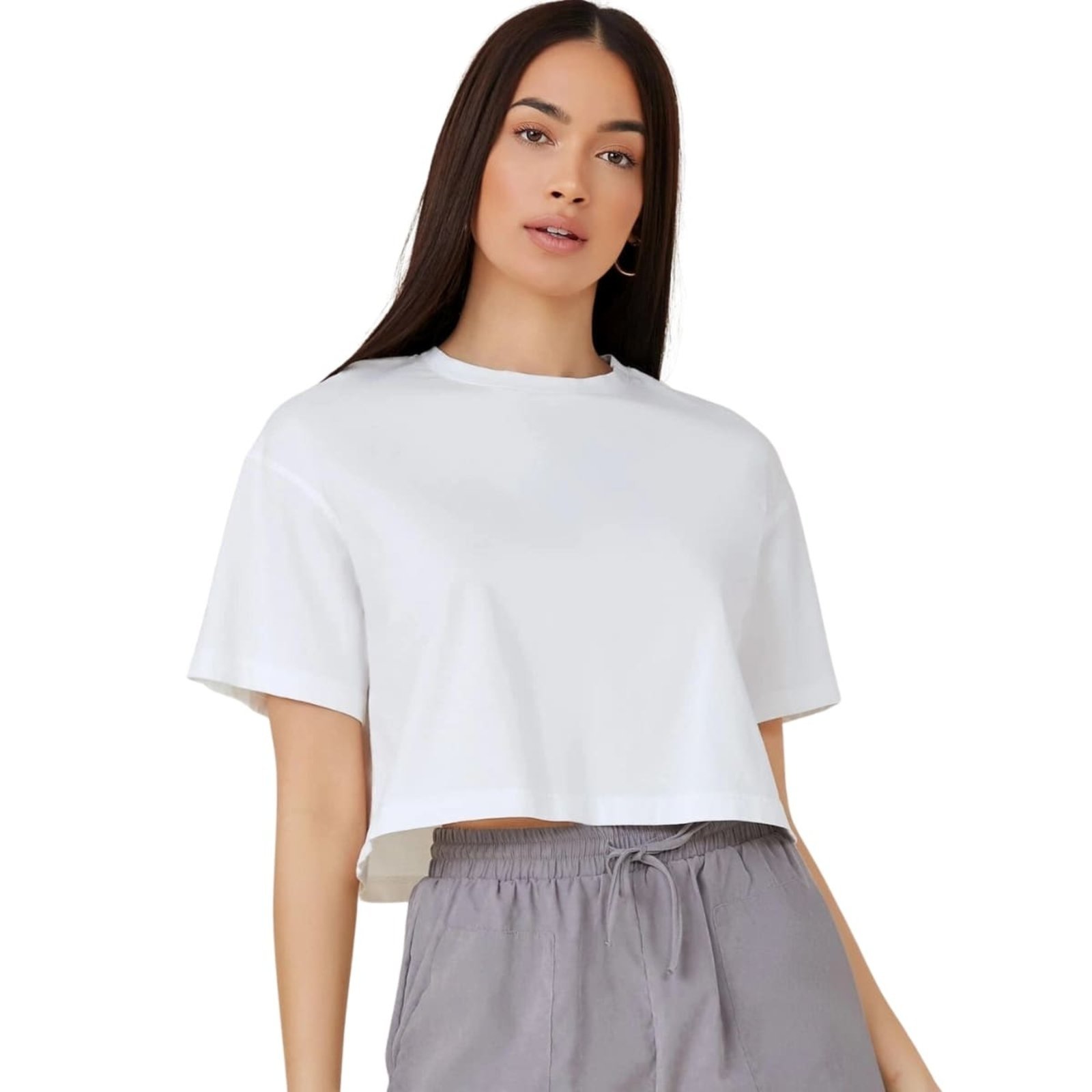 Vista 2 Camiseta Cropped Oversized Algodão Premium Branca Di Nuevo branco Di Nuevo branco