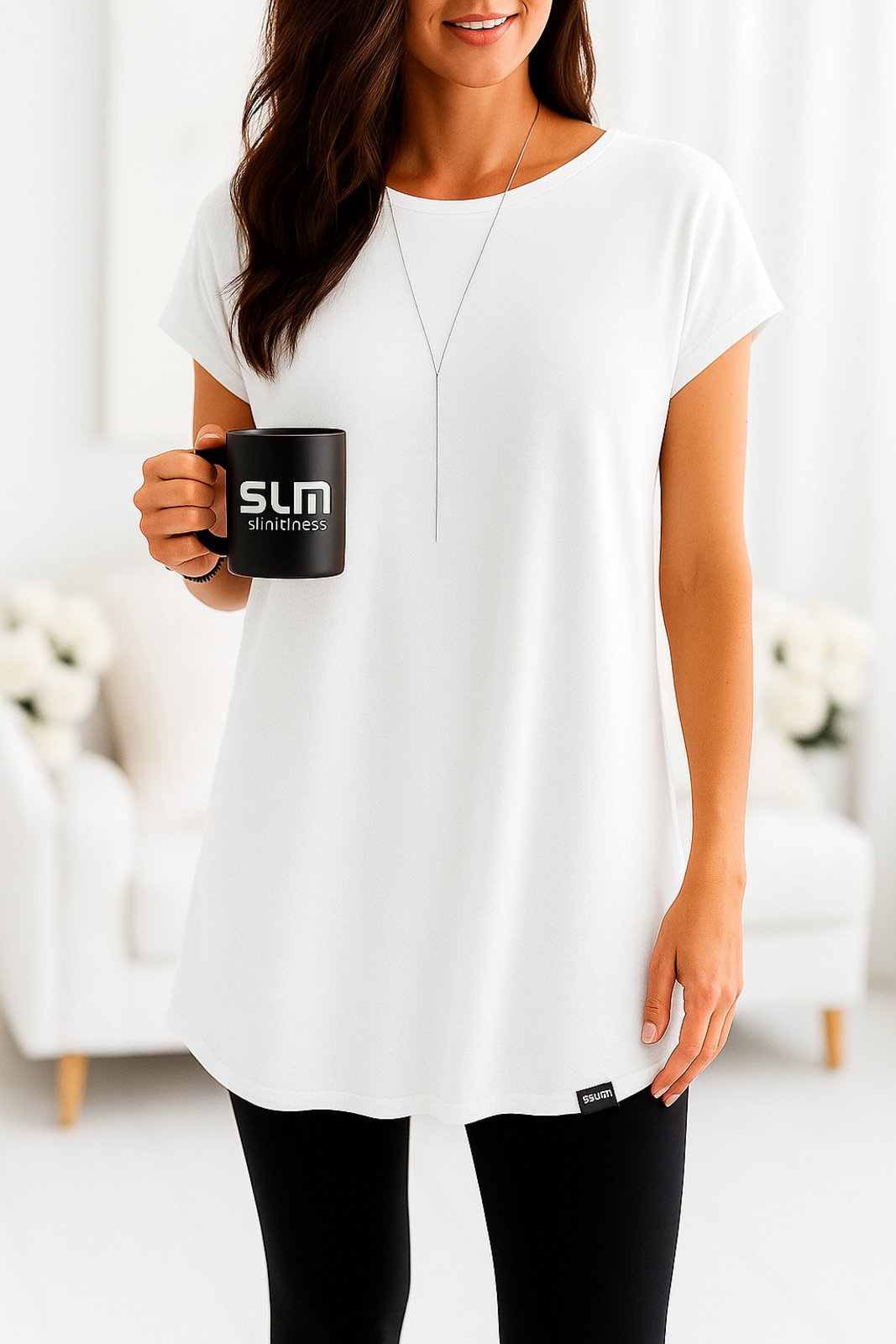 Vestido Camisetão Slim Fitness Feminino Casual Verão – Branco