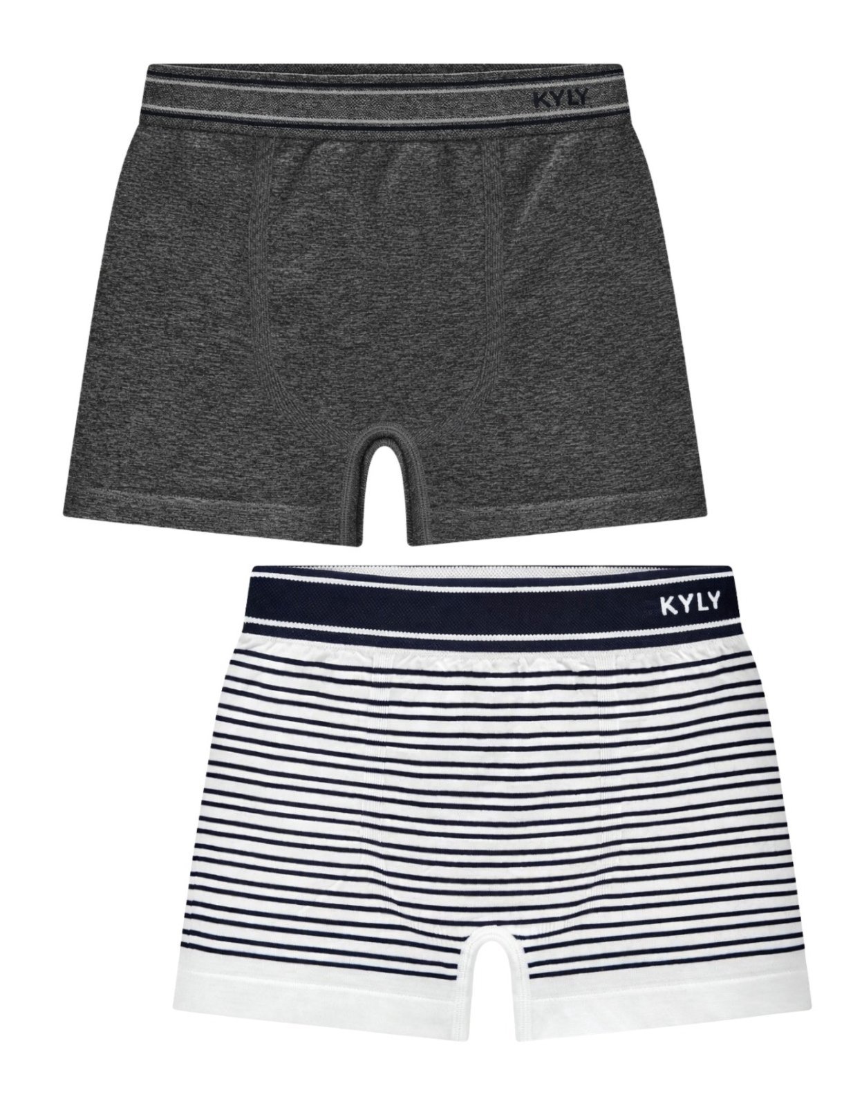 Vista 2 Kit 2pçs Cueca Menino Kyly Listrado Mescla cinza Kyly cinza
