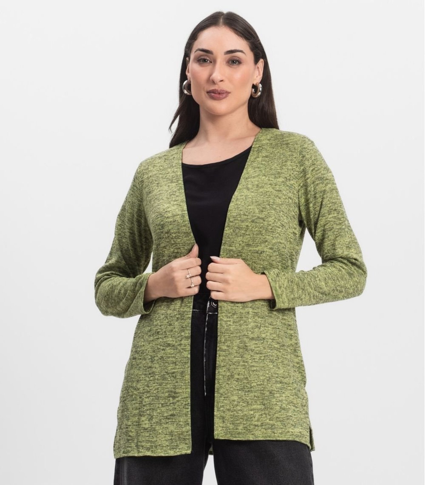Cardigan Feminino Alongado Infinita Cor Amarelo