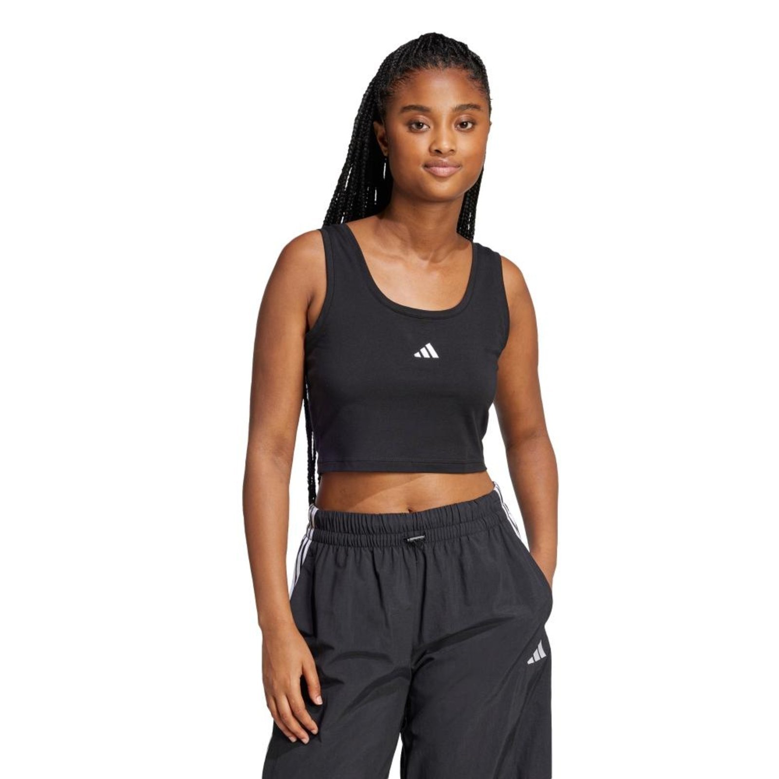 Regata de Algodão com Logo Pequeno Essentials Lifestyle adidas Sportswear Preto