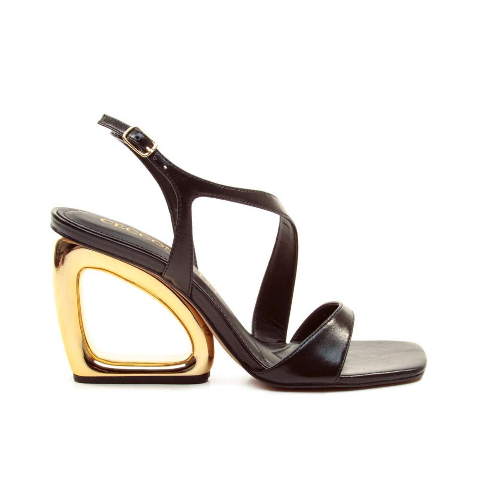 Sandália Couro Preto Salto Alto Cecconello 2743001-18