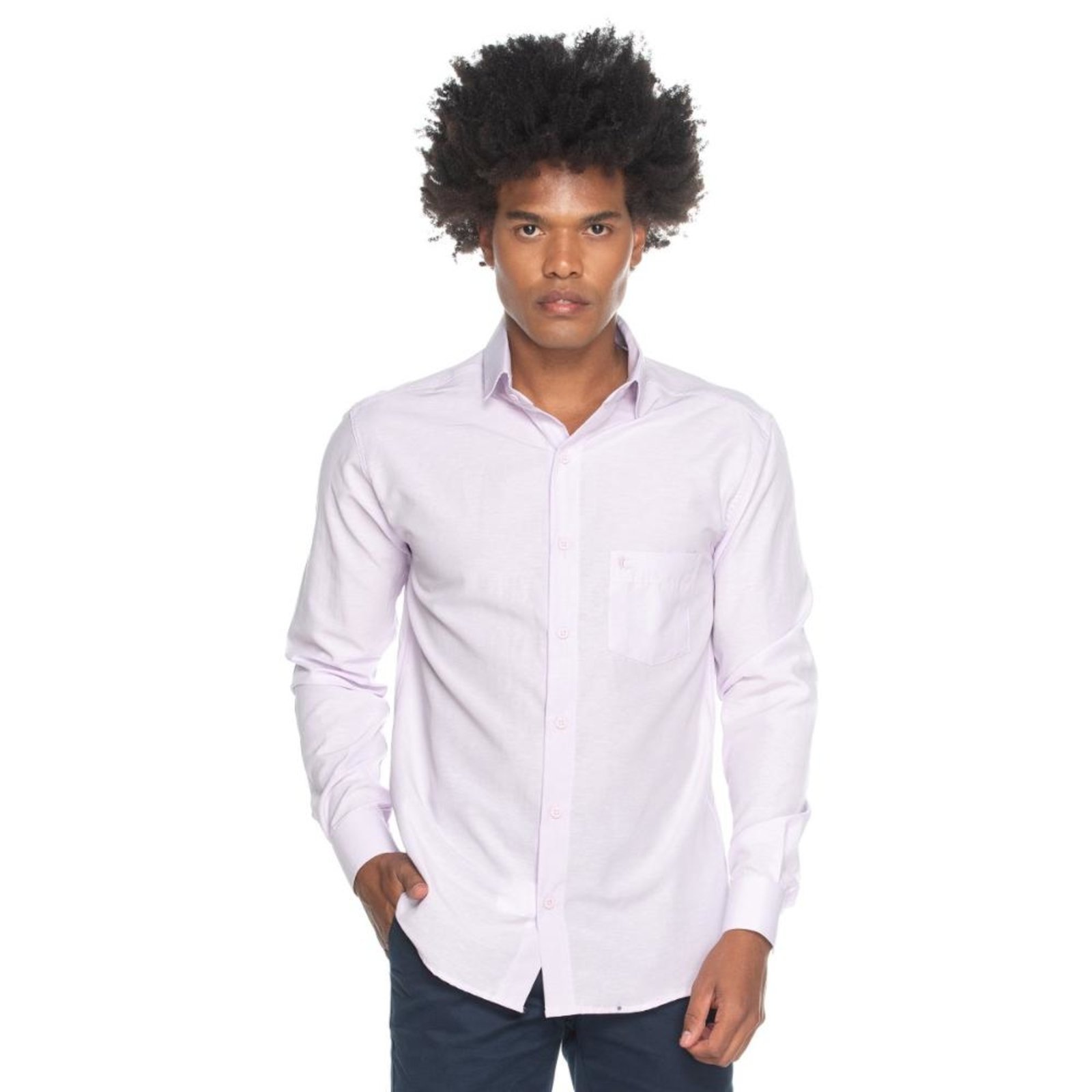 Camisa Social Masculina Teodoro Manga Longa Slim Fit Casual Amarelo G Roxo