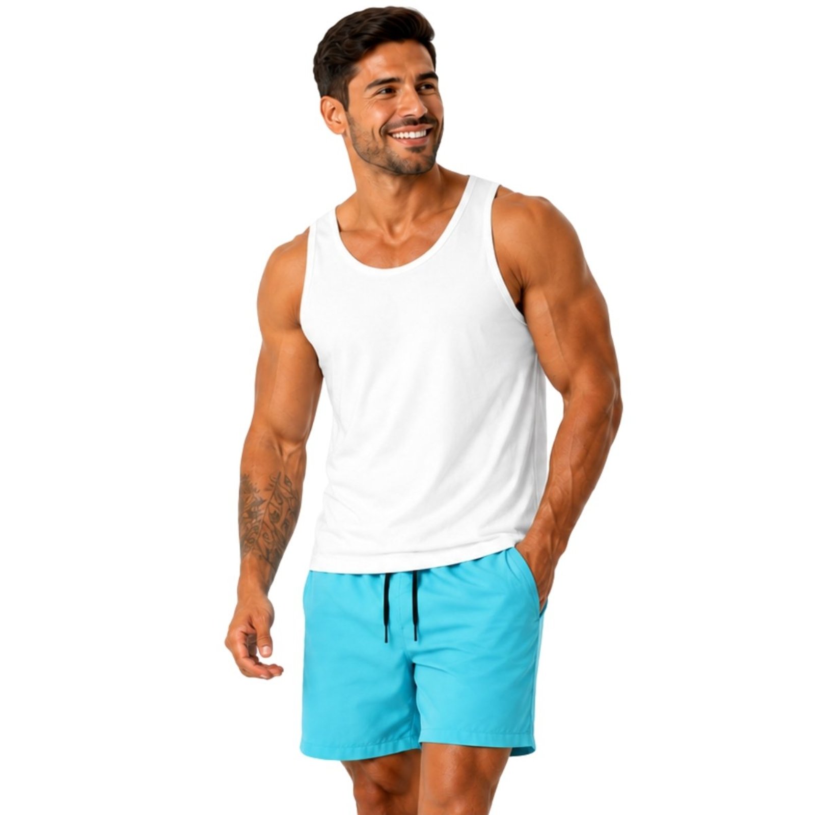 Conjunto Masculino Regata Algodão e Short Tactel Leve