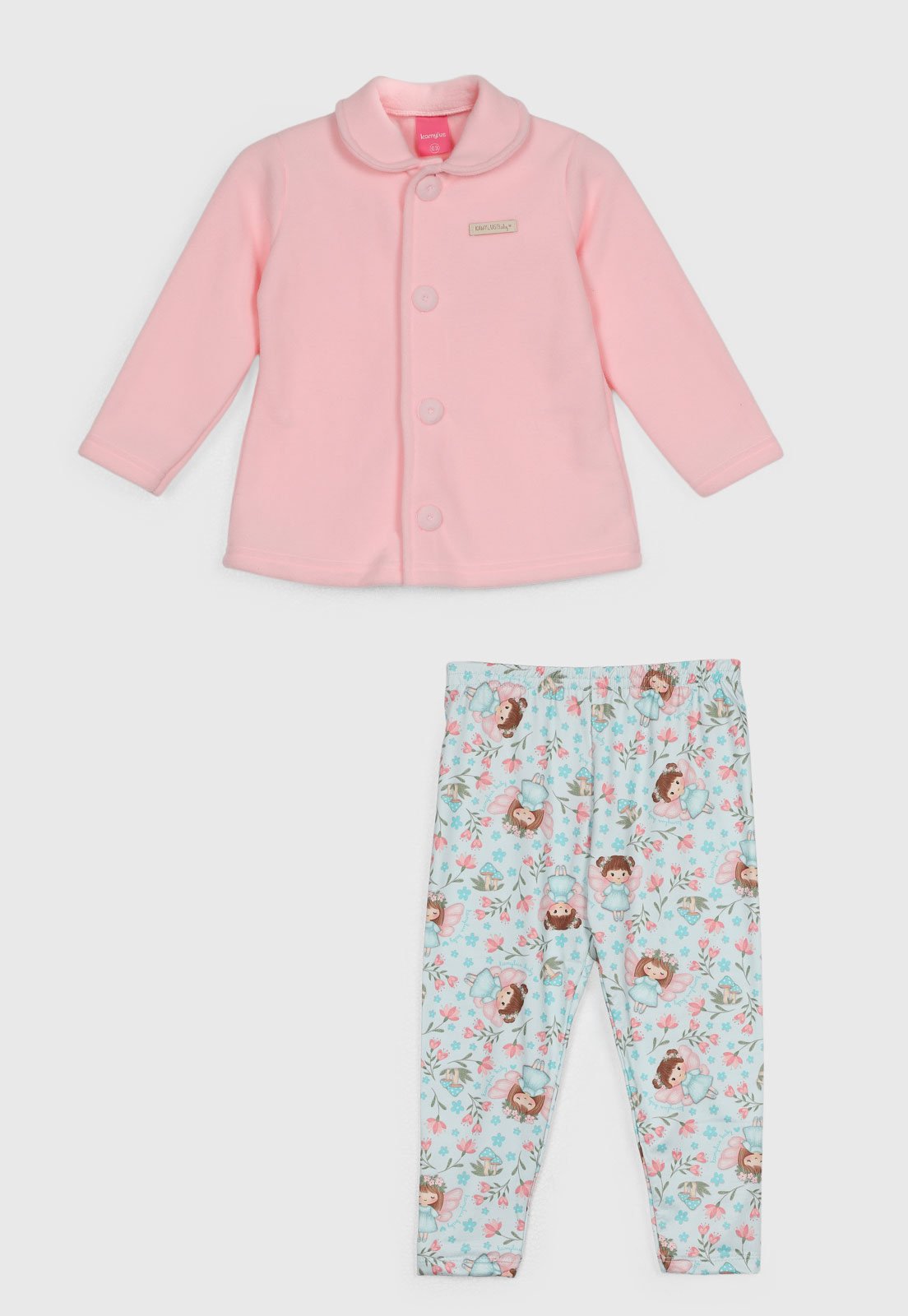Conjunto Kamylus Estampa Fadas e Flores Rosa
