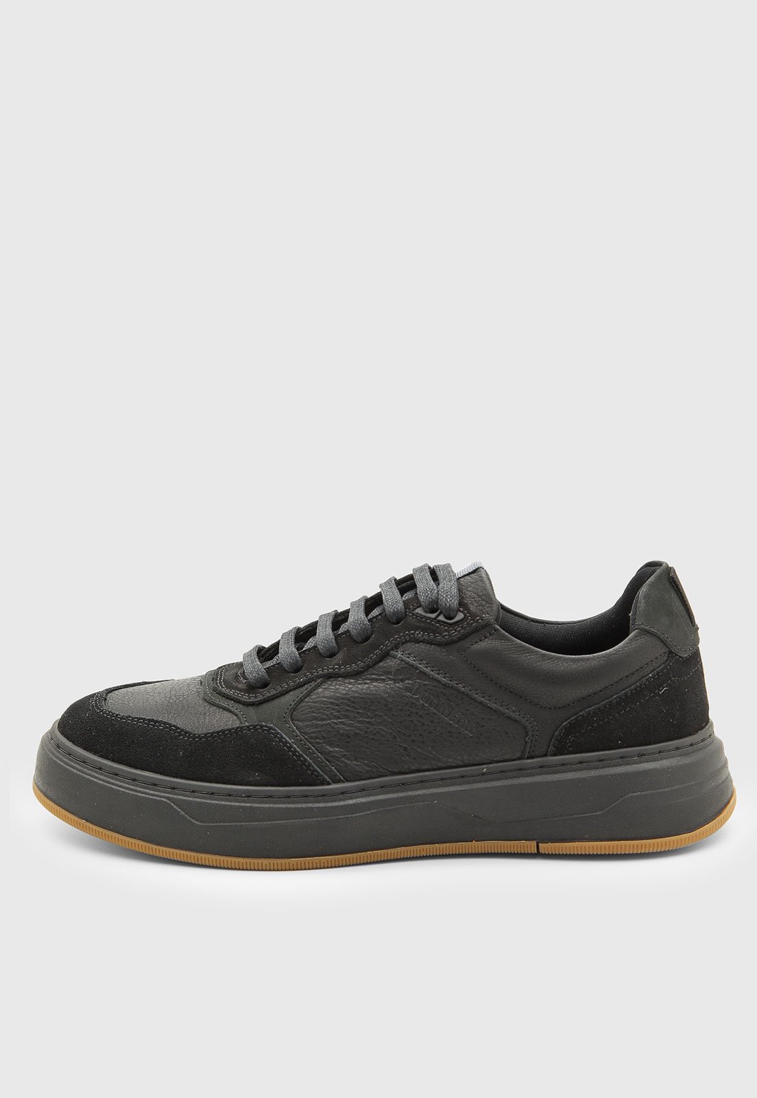 Tênis Masculino Dudalina Couro Cano Baixo Preto