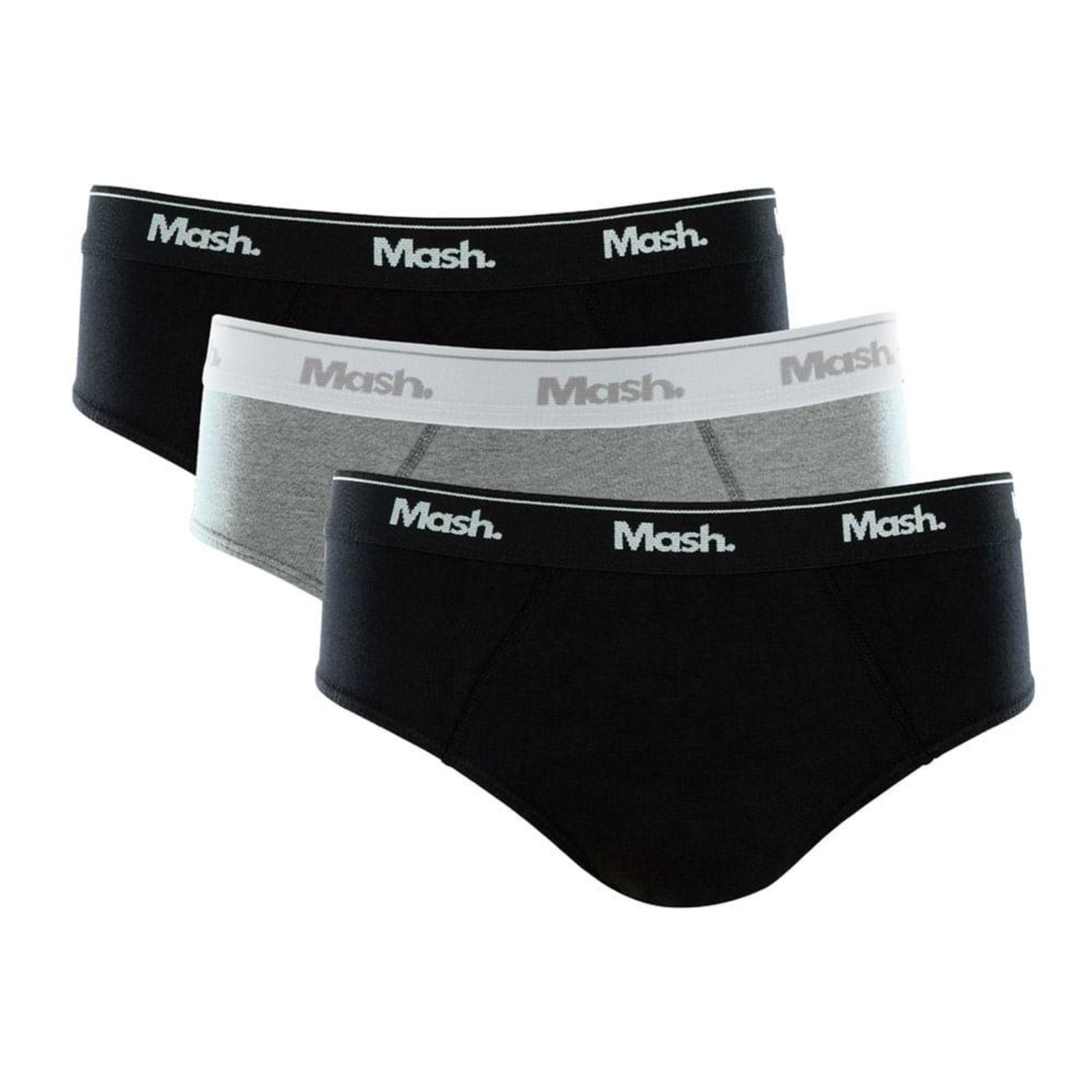 Kit 3 Peças Cueca Mash Slip Cotton Algodão Elástico